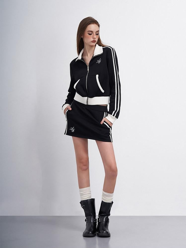 AFTADAWN Colorblock Letter Embroidered Fleece Women&
