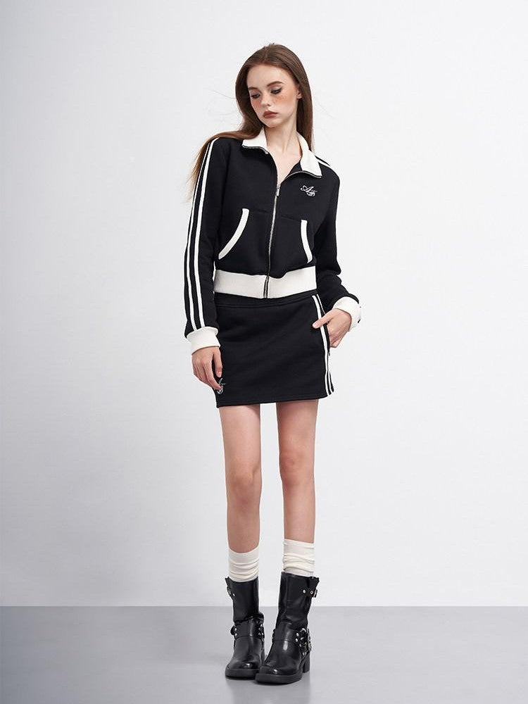 AFTADAWN Colorblock Letter Embroidered Fleece Women&