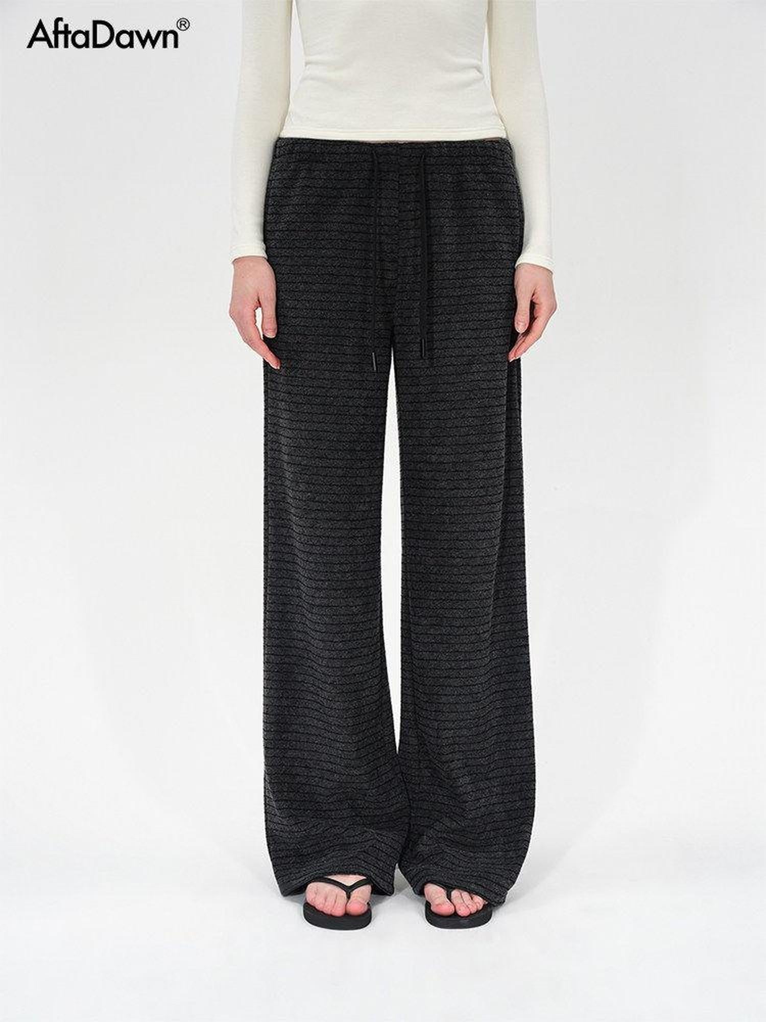 AFTADAWN Colorblock Stripe Elastic Waist Pocket Women&