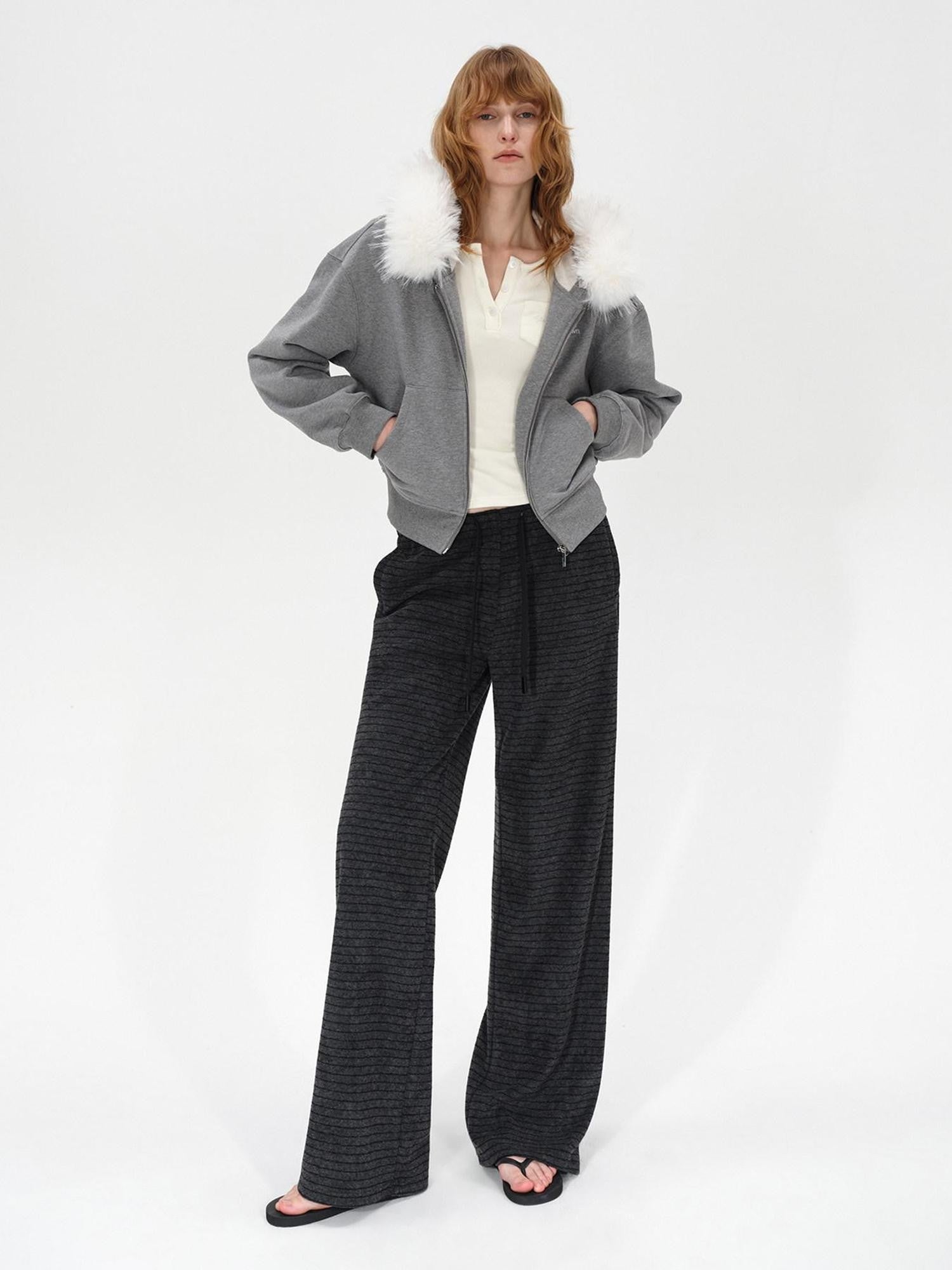 AFTADAWN Colorblock Stripe Elastic Waist Pocket Women&