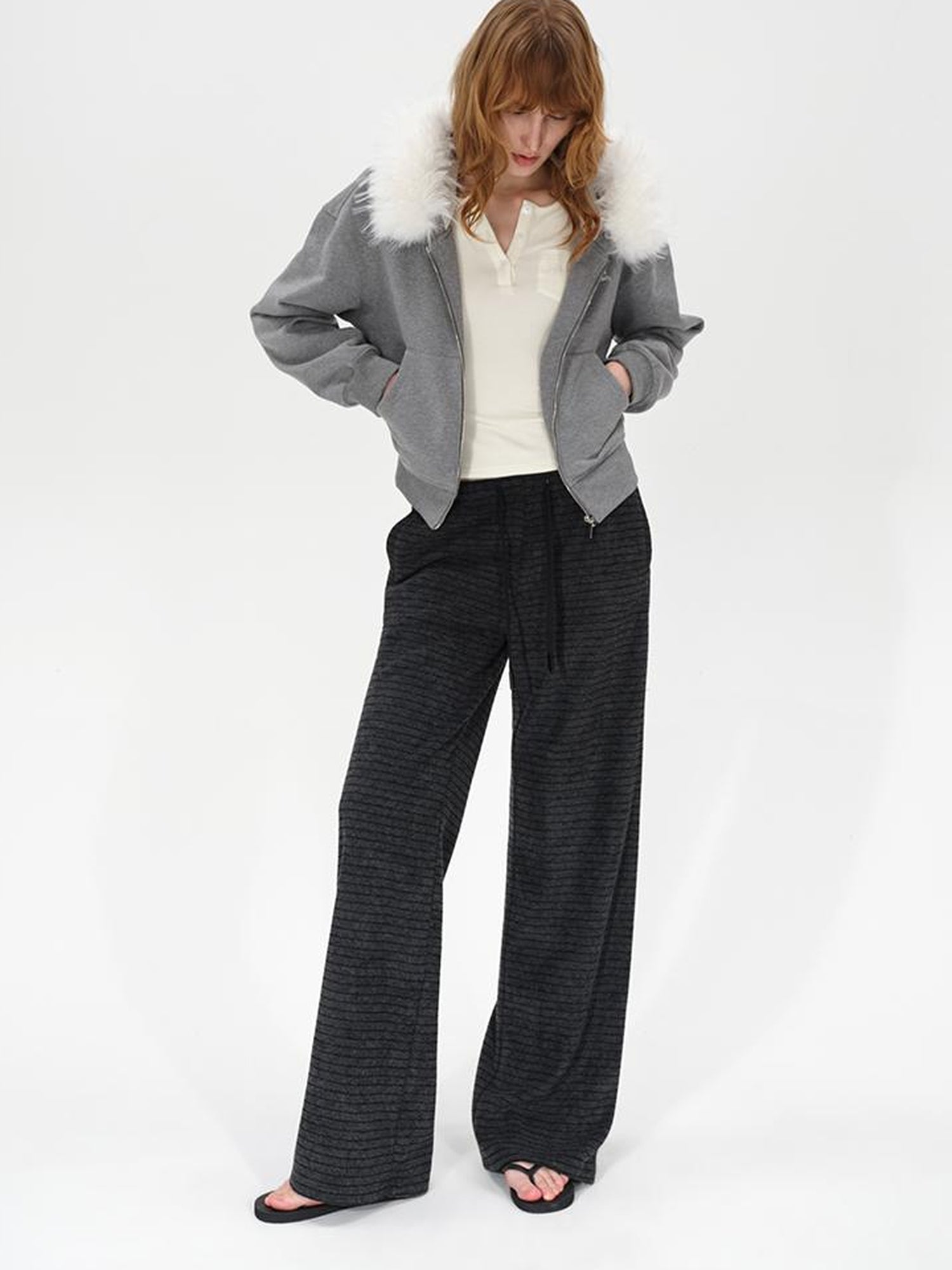 Colorblock Striped Wide Leg Trousers