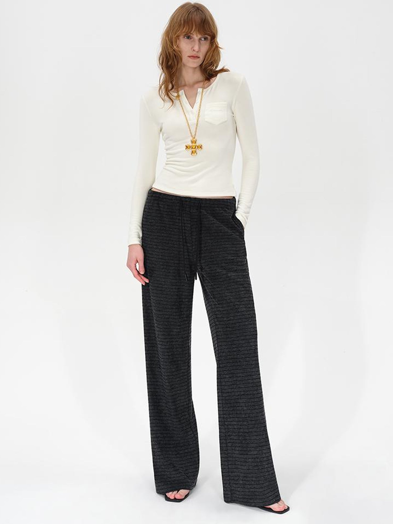 Colorblock Striped Wide Leg Trousers