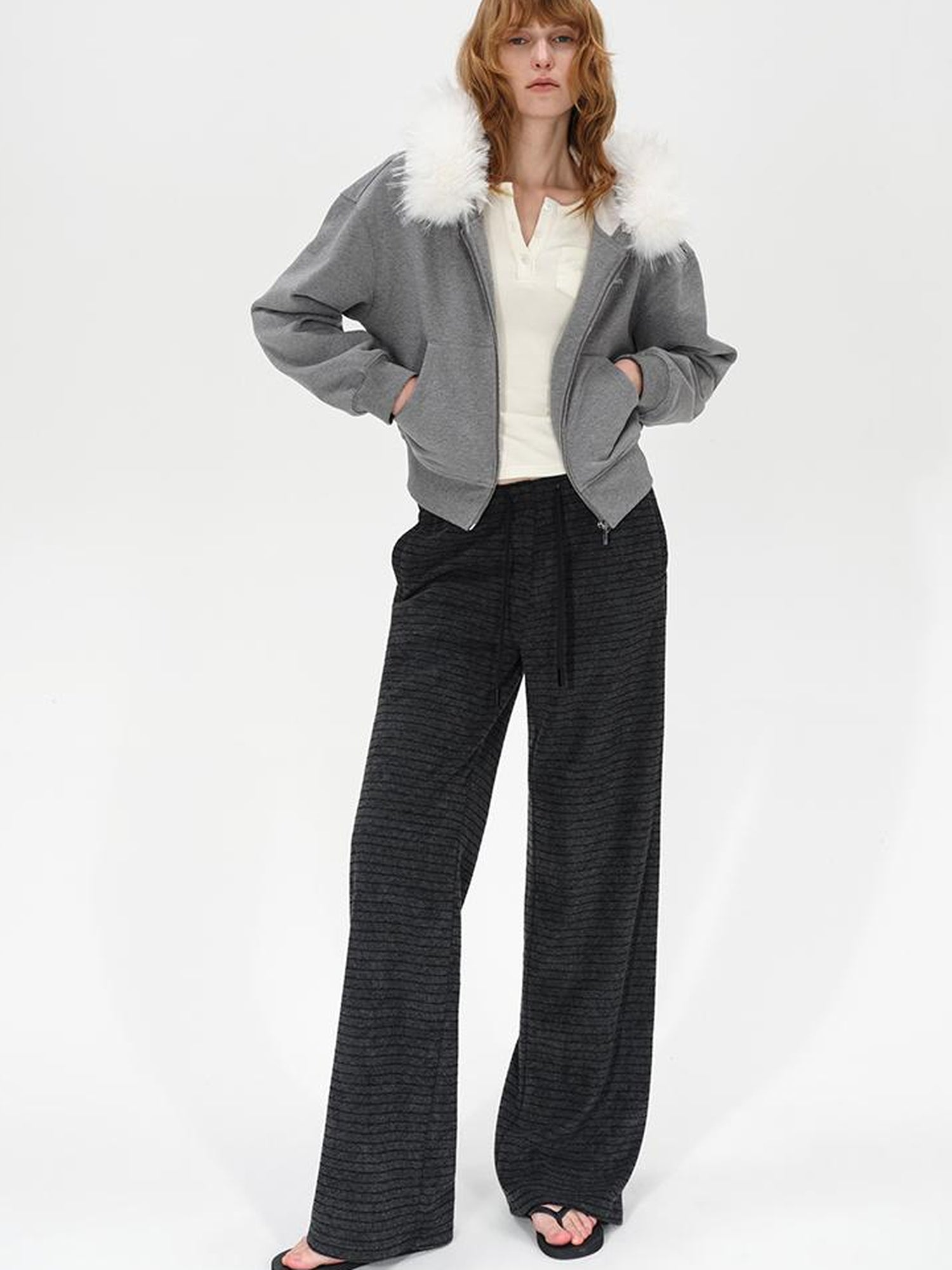 Colorblock Striped Wide Leg Trousers