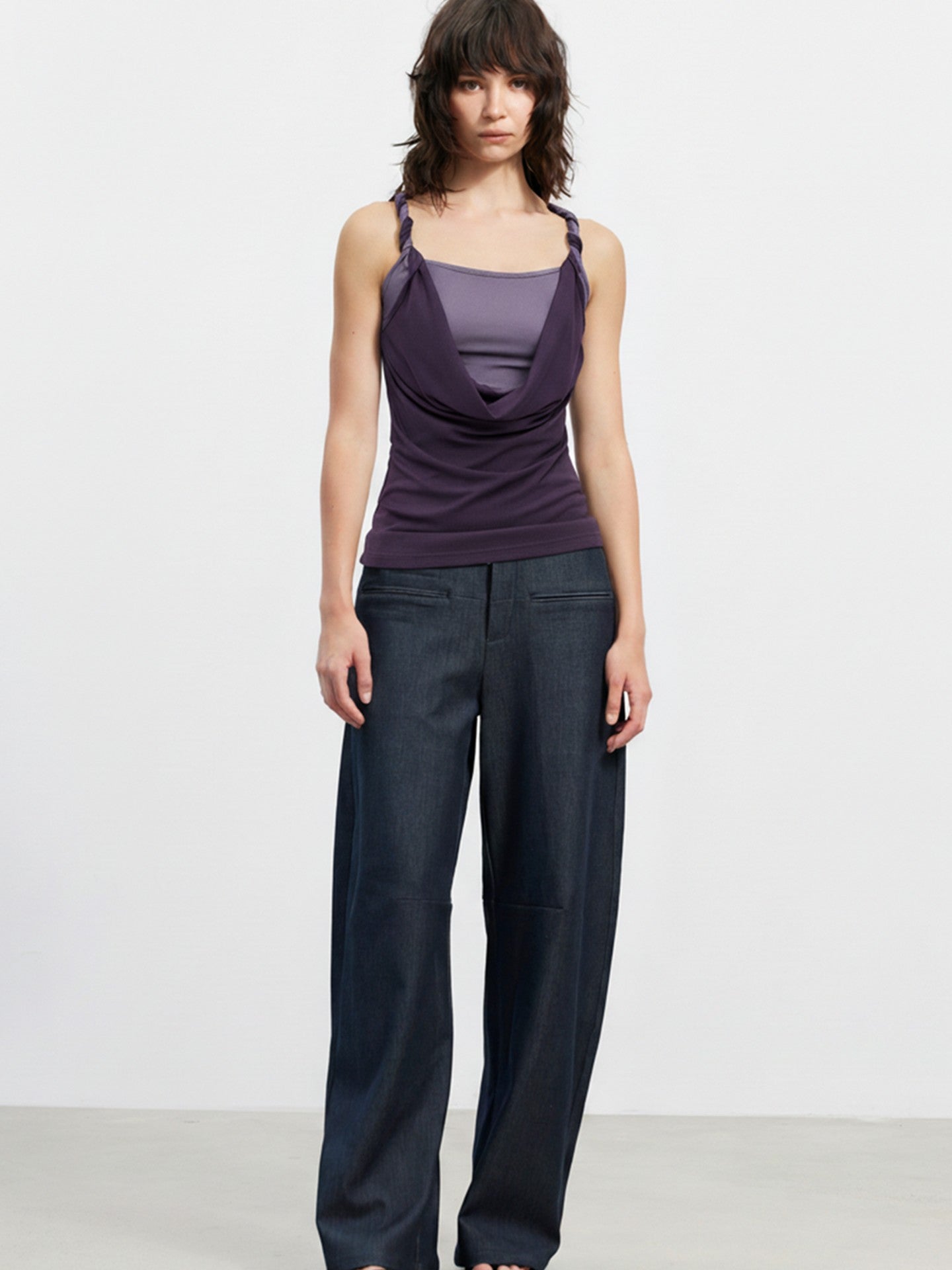 AFTADAWN Colorblock Twisted Knot Straps Faux Layered Women&