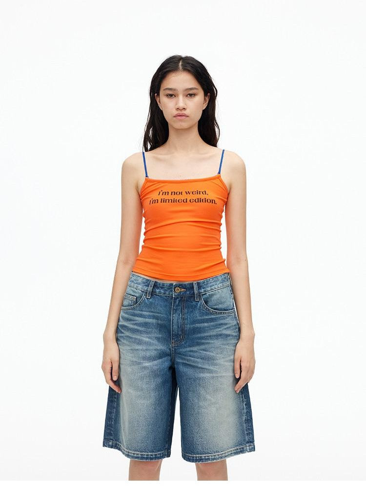 AFTADAWN Contrast Lace Letter Print Halter Slim Elastic Women&