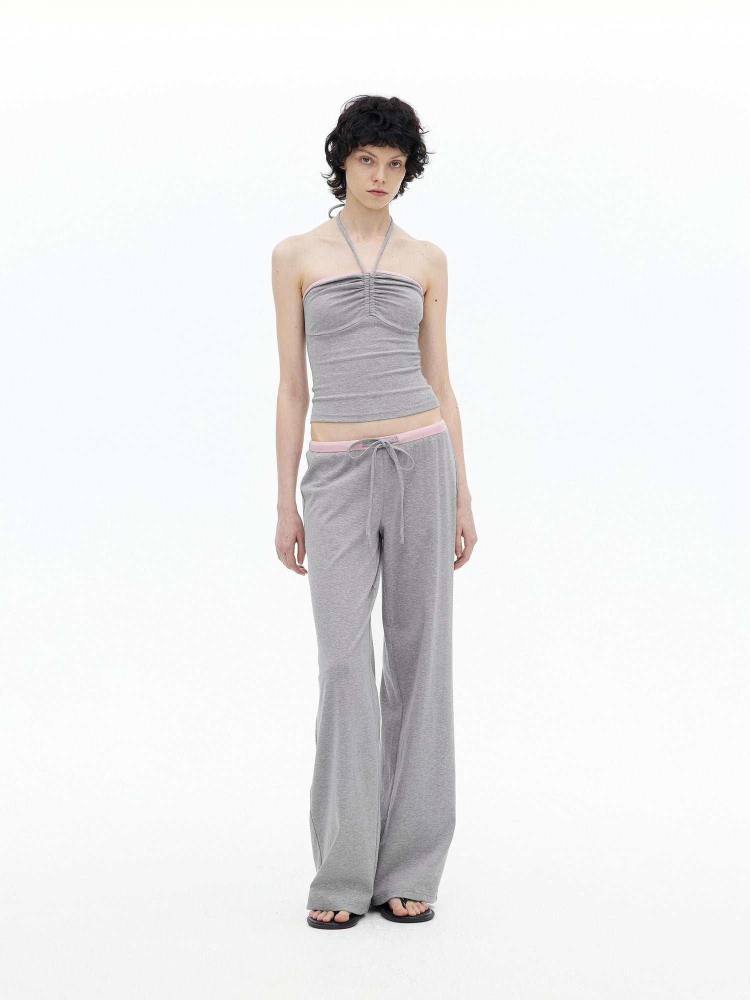 AFTADAWN Contrast Ruched Halter Bandeau Women&