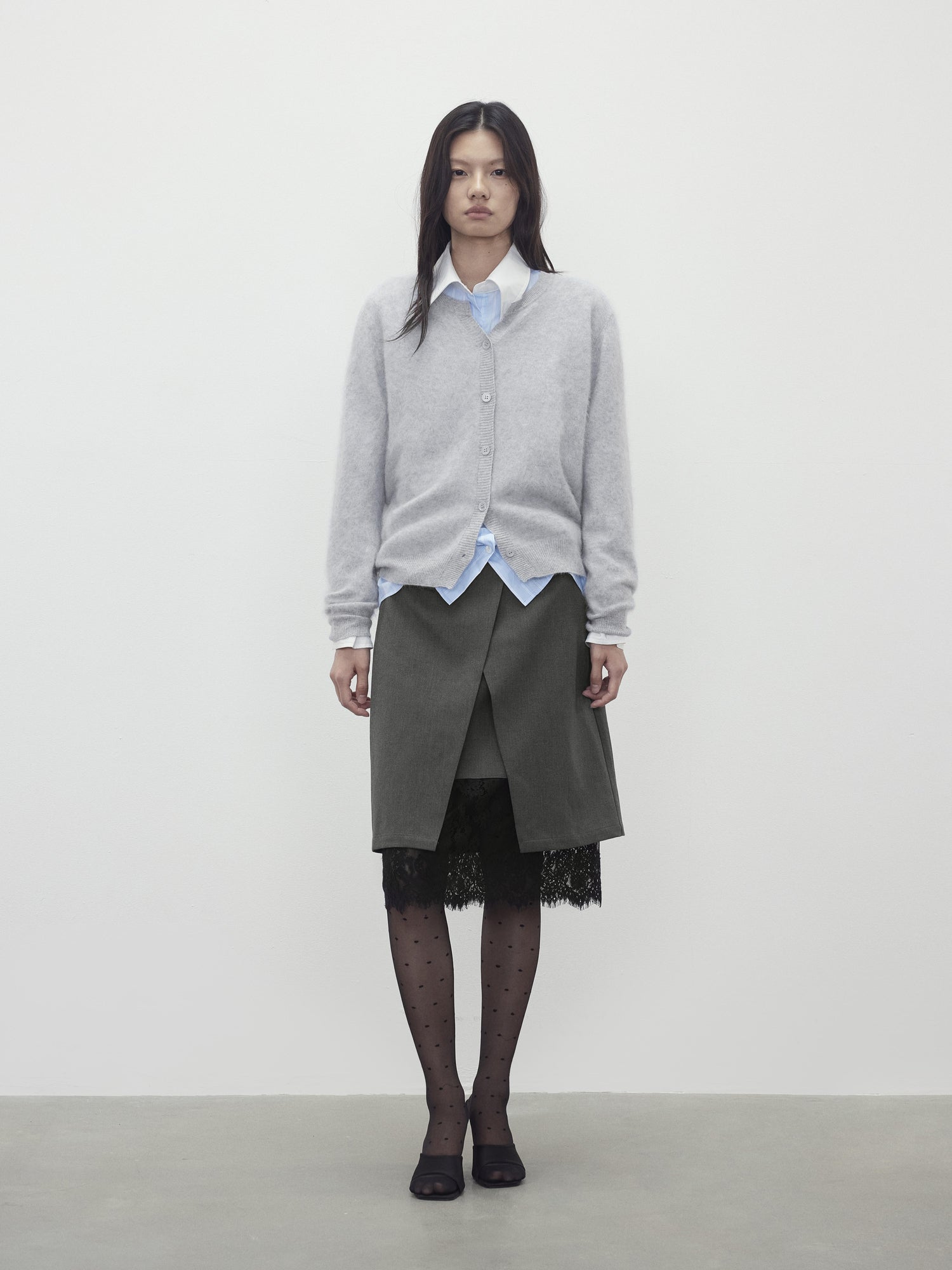 AFTADAWN Cotton Blend Striped Oversized Shirt with Detachable Tie