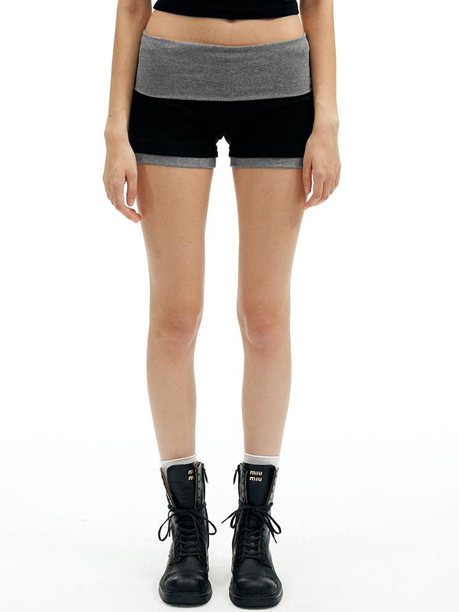 AFTADAWN Cotton Feel Knitted Back Cami Contrast Waistband Shorts Set