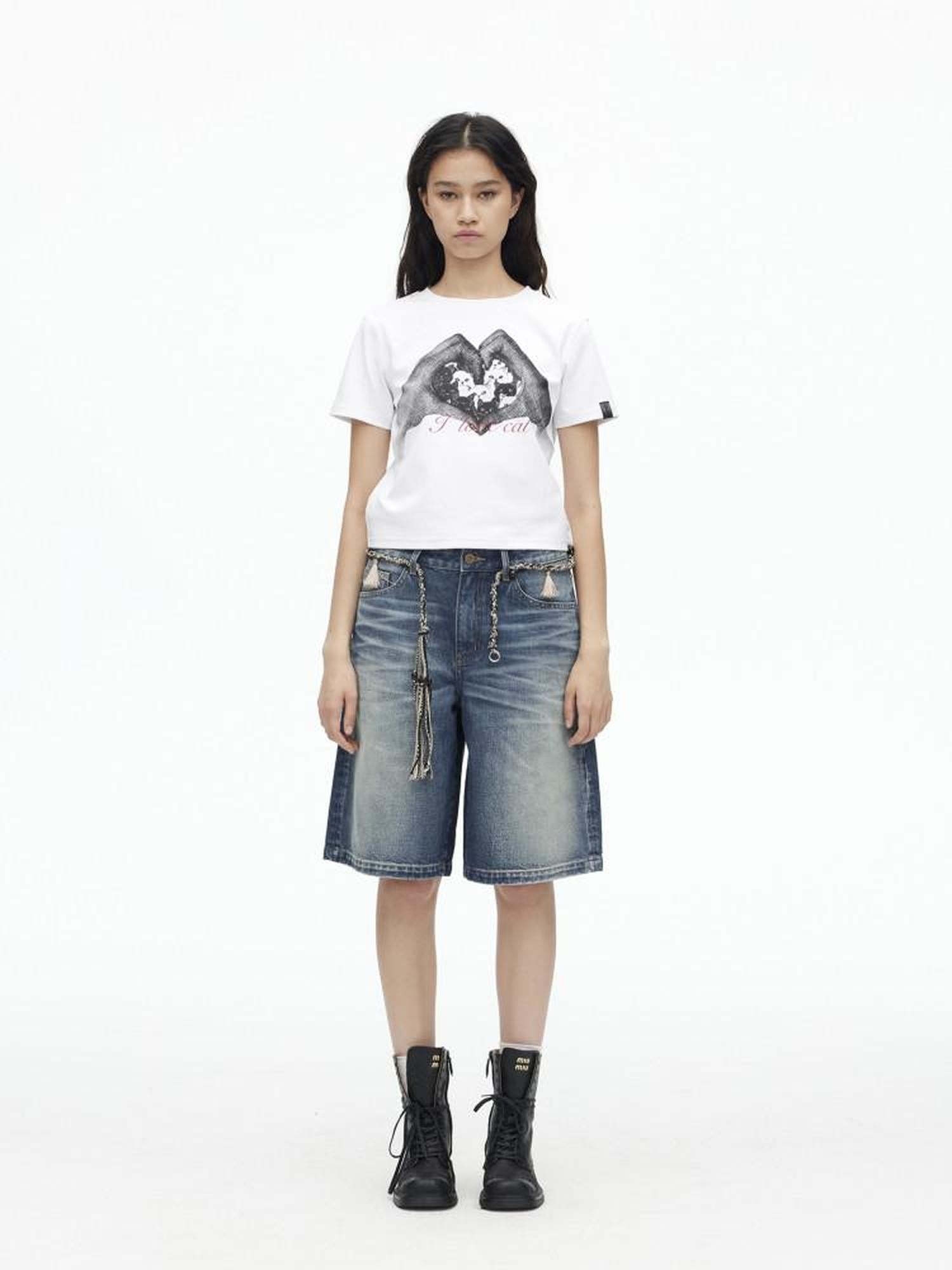 AFTADAWN Creative Printed Crew Neck Slightly Loose Women&