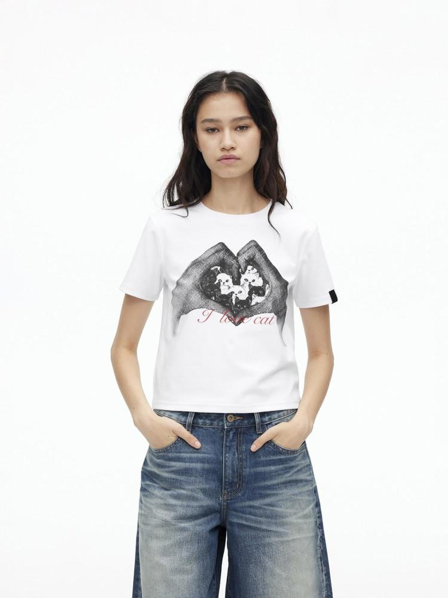AFTADAWN Creative Printed Crew Neck Slightly Loose Women&