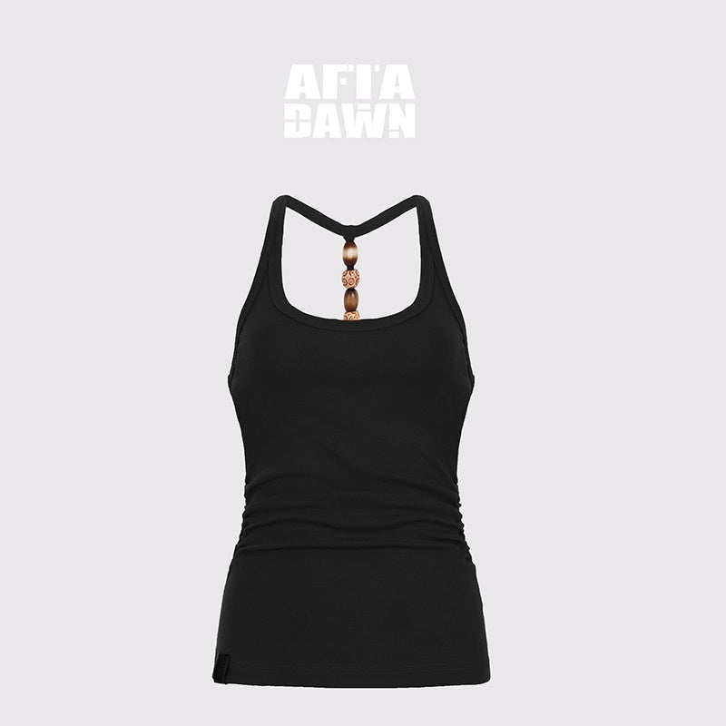 AFTADAWN_Cropped_Backless_Beaded_Ruched_U_Neck_Slim_Women&