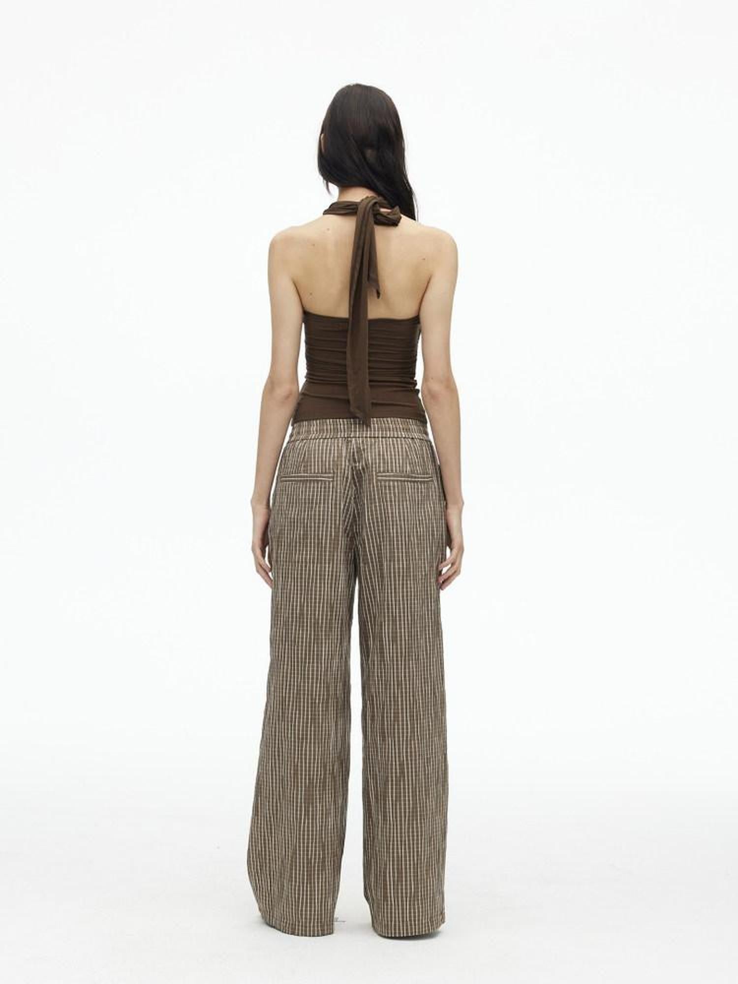 AFTADAWN Cropped Padded Convertible Halter Tie Waist Slim Women&