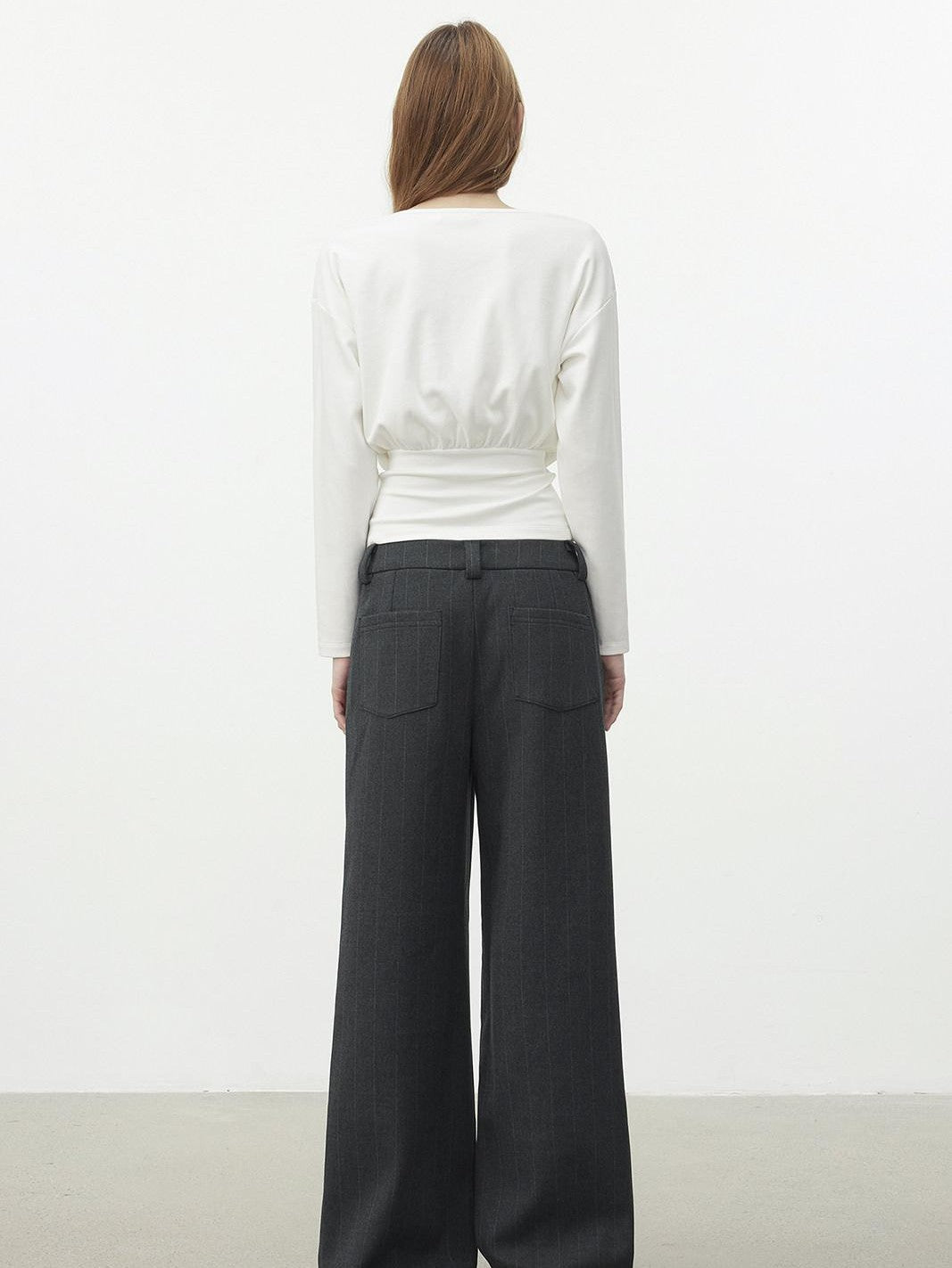 AFTADAWN Cropped Pleated Three Button Draped Neck Women&