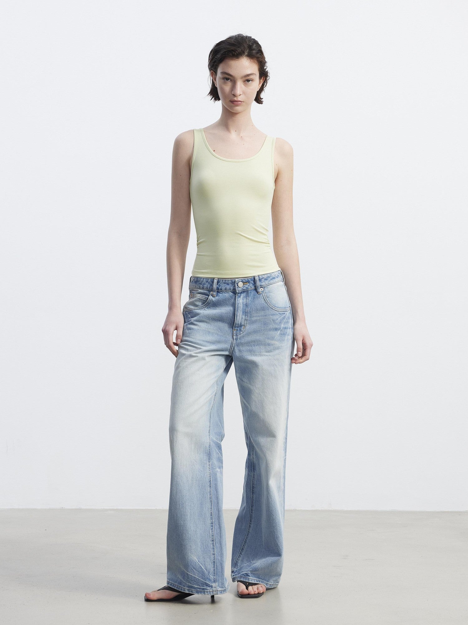 AFTADAWN Cropped Removable Overlay U Neck H Cut Women&