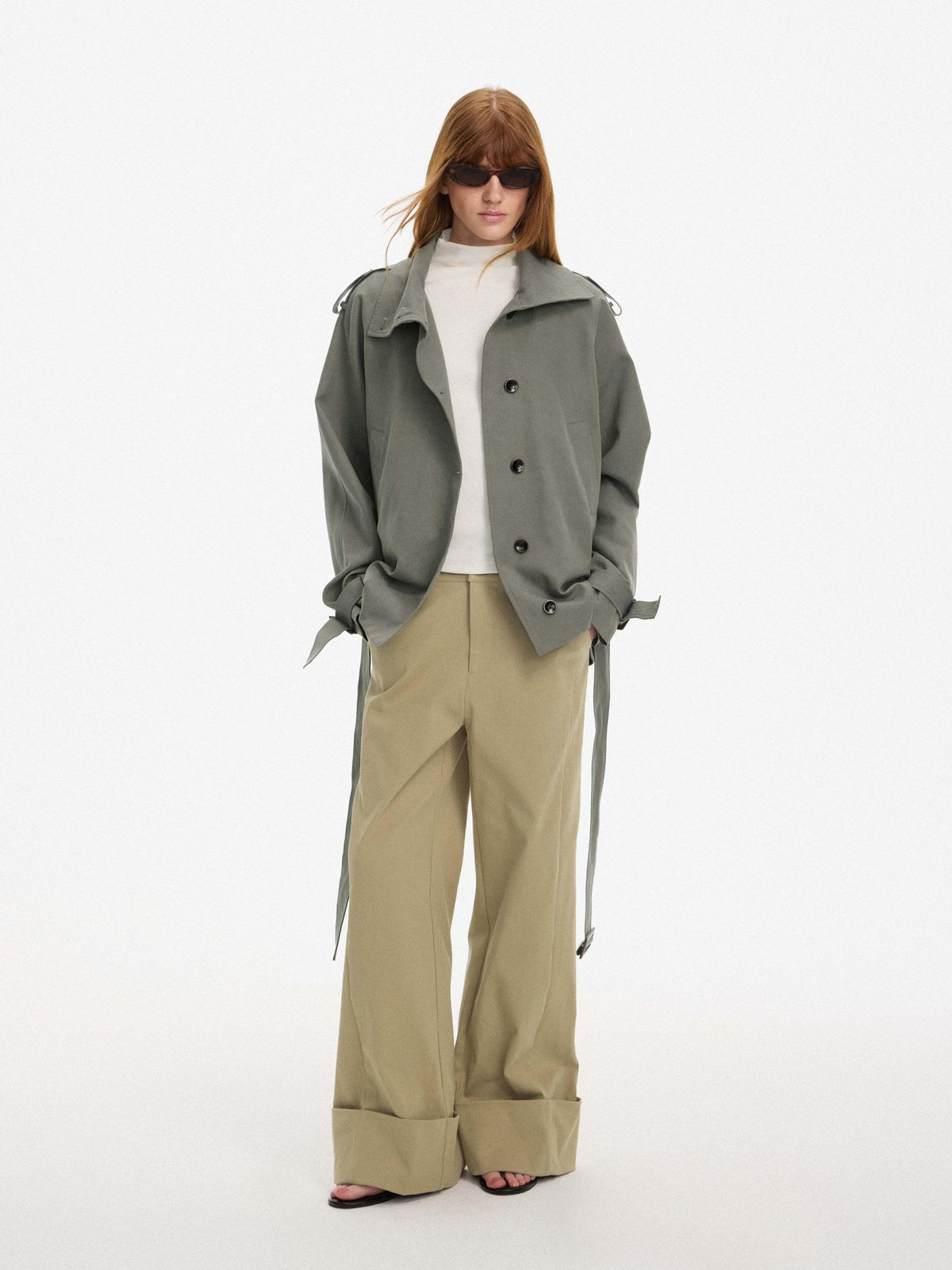 AFTADAWN Cropped Single Breasted Loose Fit Lapel Women&