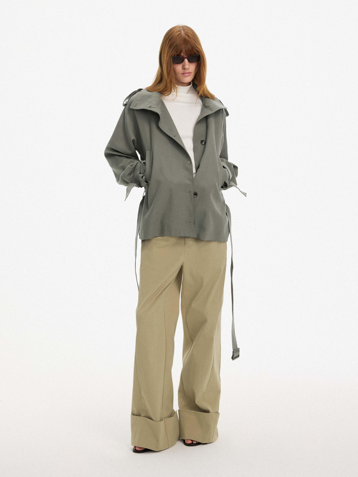 AFTADAWN Cropped Single Breasted Loose Fit Lapel Women&