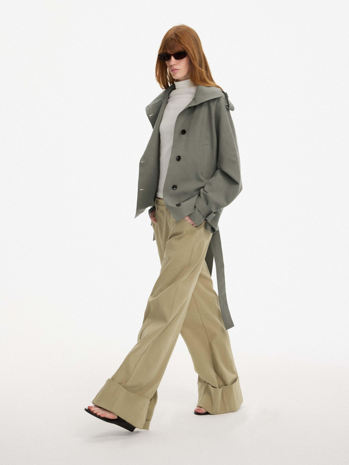AFTADAWN Cropped Single Breasted Loose Fit Lapel Women&
