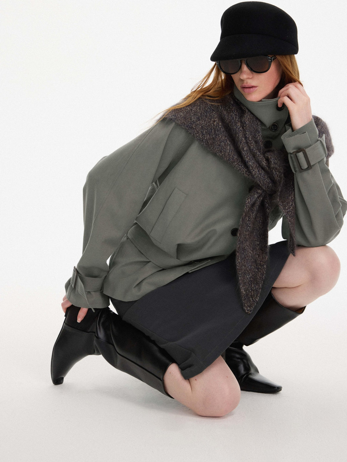 AFTADAWN Cropped Single Breasted Loose Fit Lapel Women&