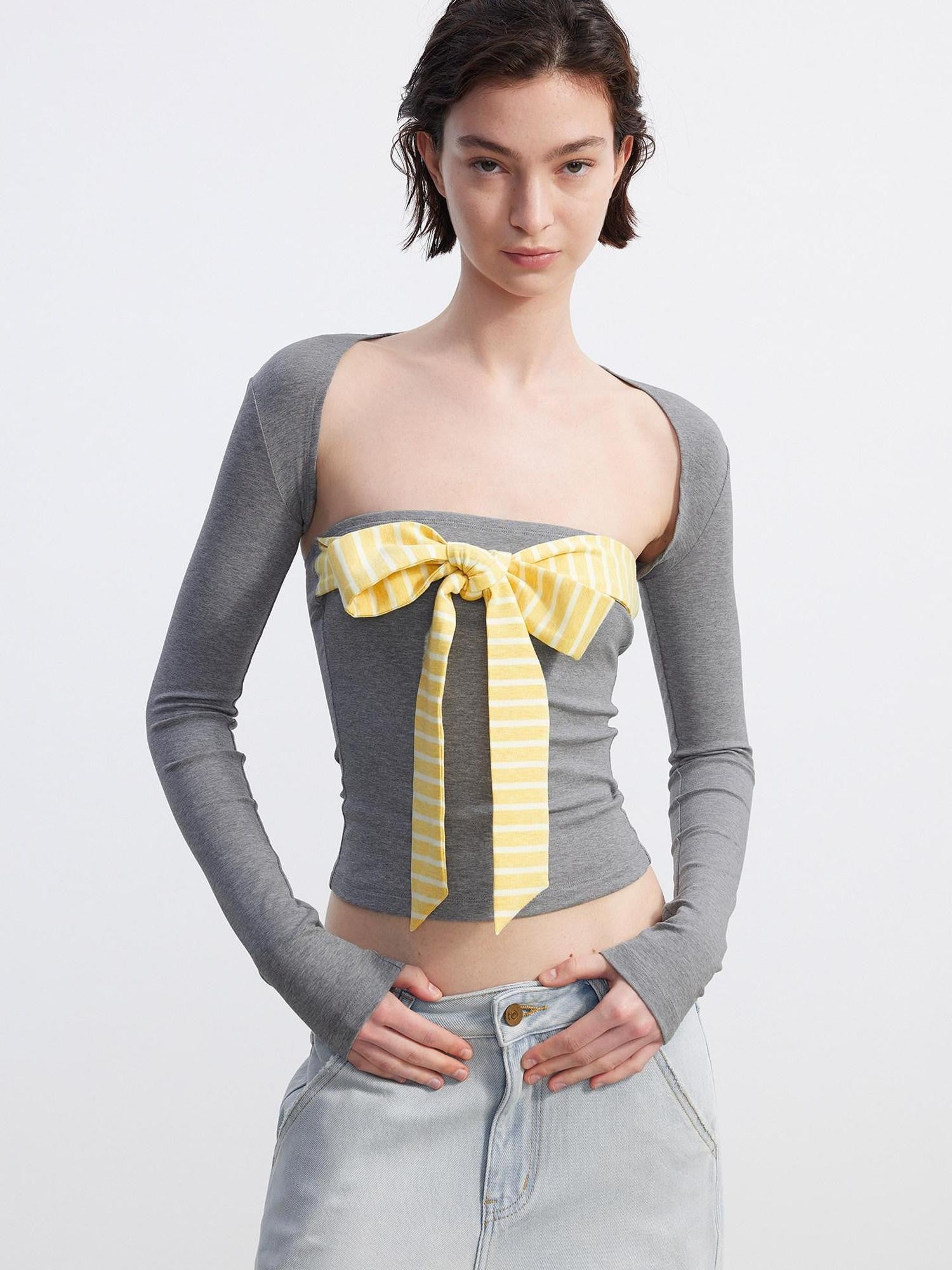 AFTADAWN Cropped Striped Tie Two Piece Women&