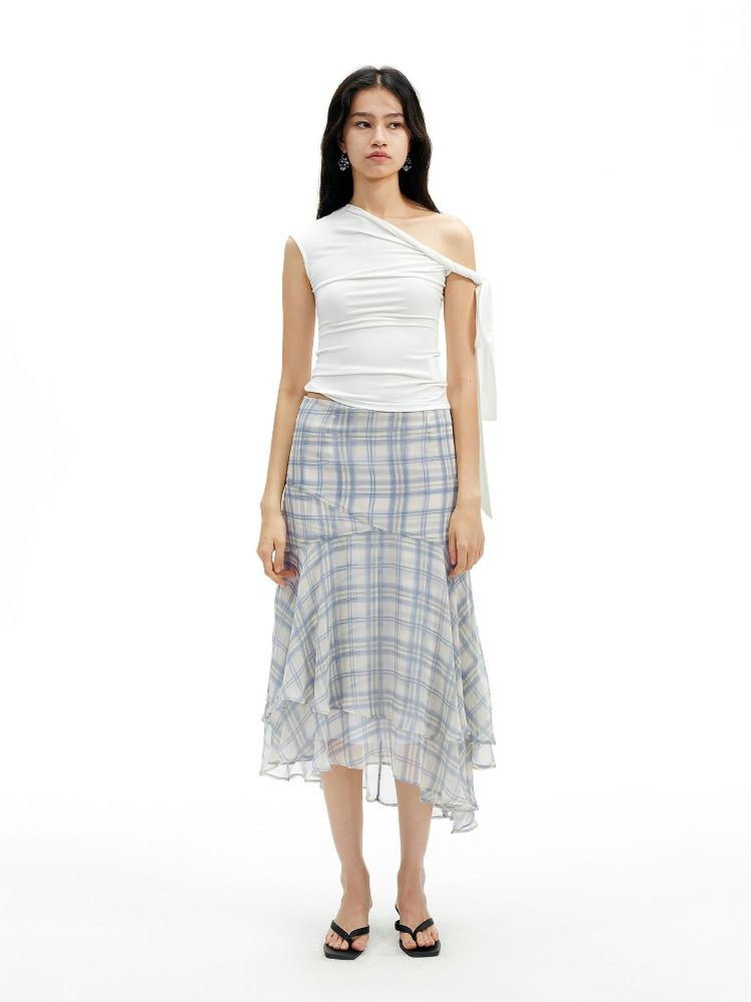 AFTADAWN Cropped Twist Knot Tie Asymmetric Neck Women&