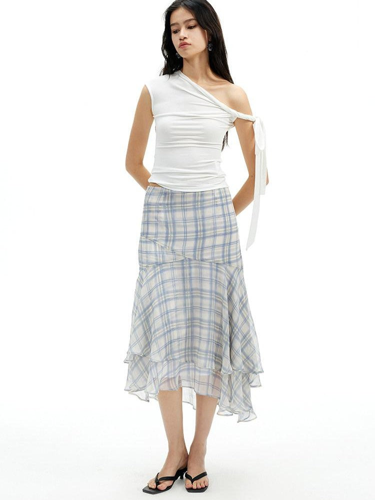 AFTADAWN Cropped Twist Knot Tie Asymmetric Neck Women&