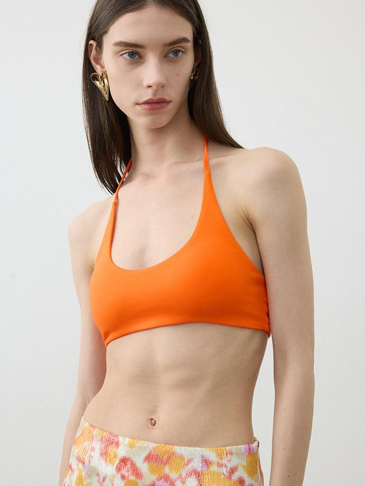 AFTADAWN Cropped U Neck Halter Tie Padded Modal Yoga Women&