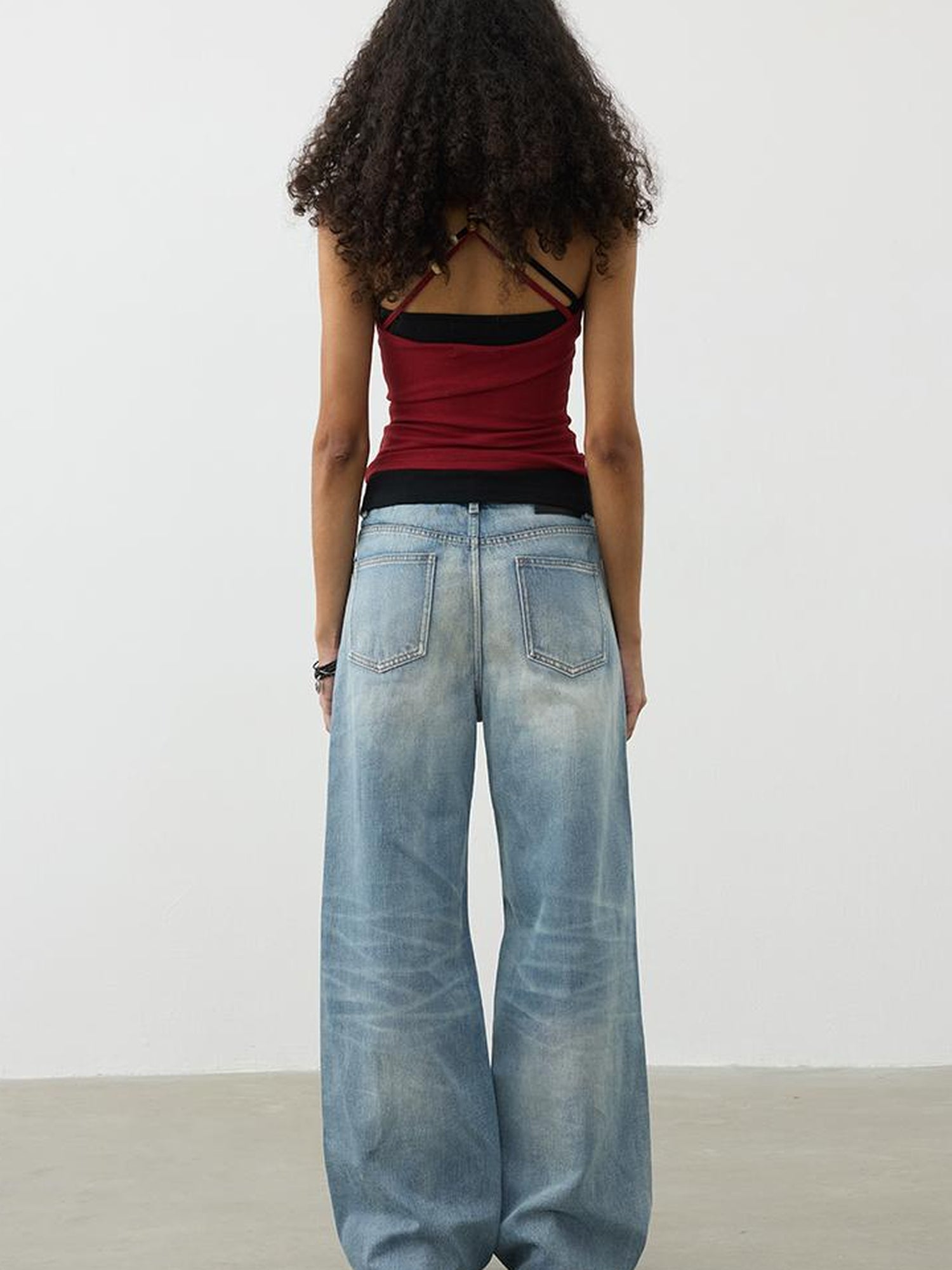 AFTADAWN Cross Back Beaded Ribbed Tank Top