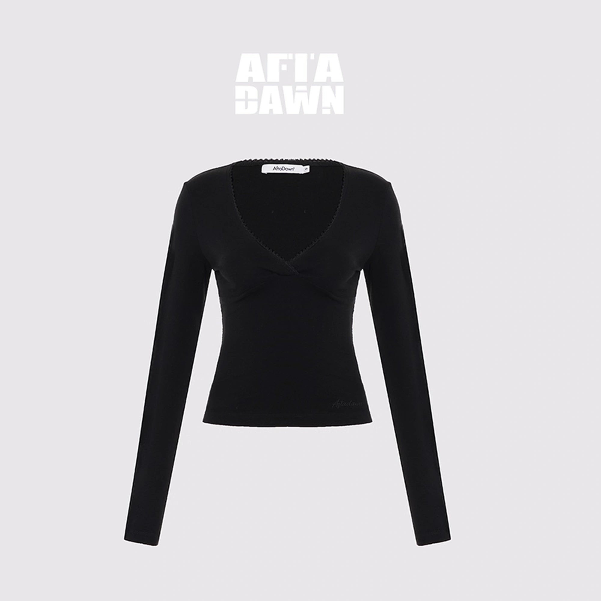 AFTADAWN_Cross_V-neck_Lace_Trimmed_Stretch_Top_MISSTT