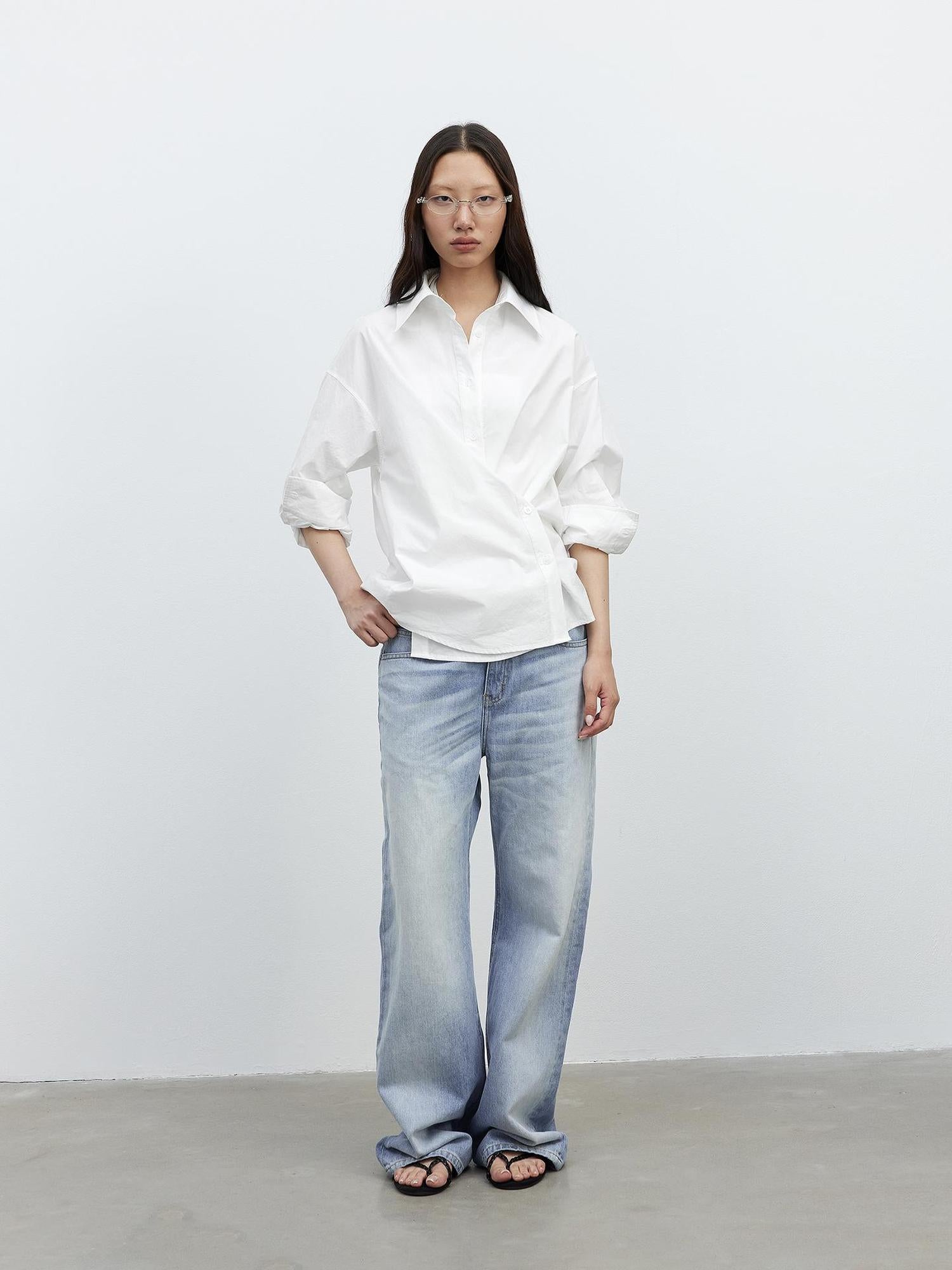 AFTADAWN Deconstructed Multi Way Side Button Shirt