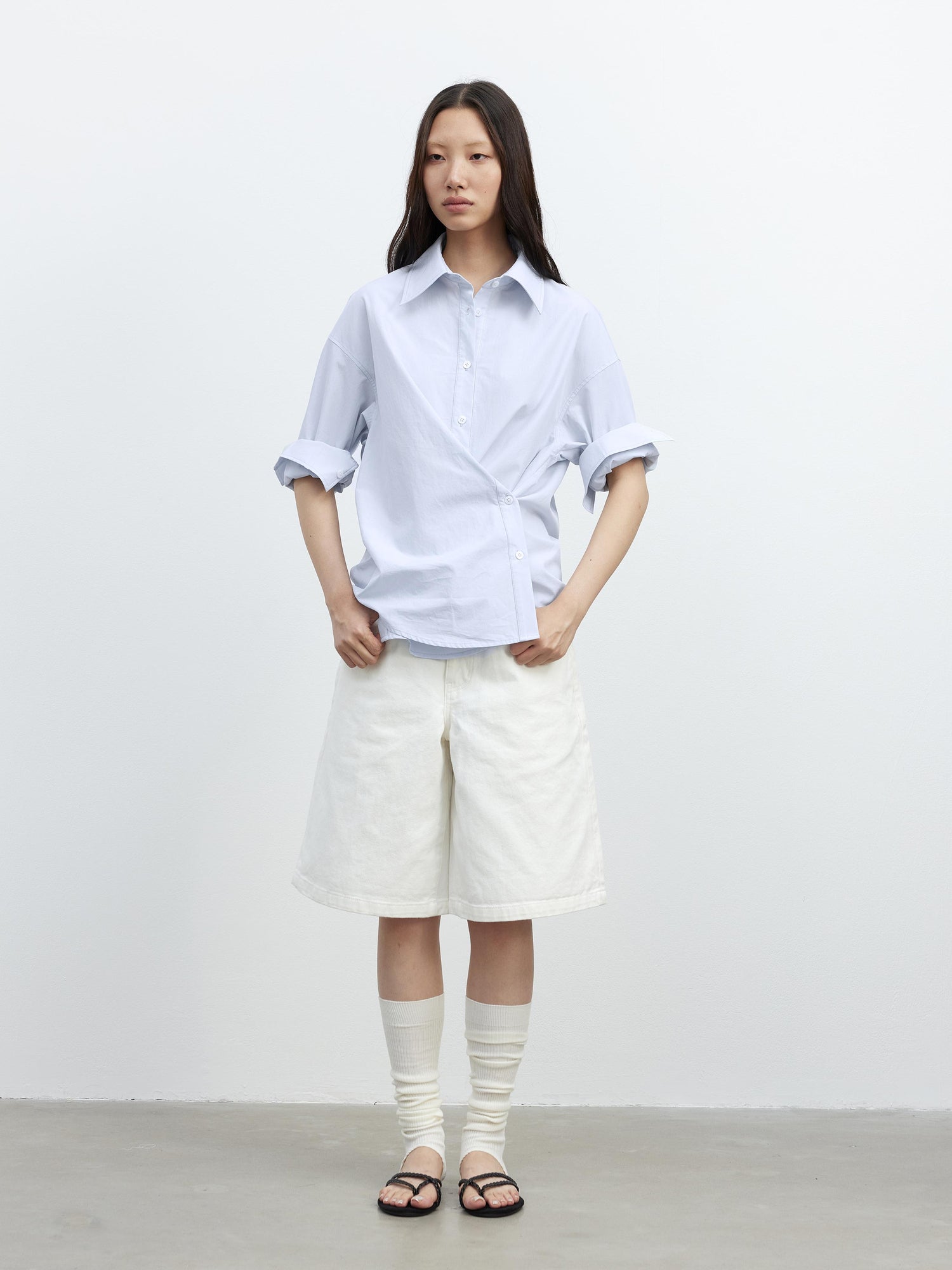 AFTADAWN Deconstructed Multi Way Side Button Shirt