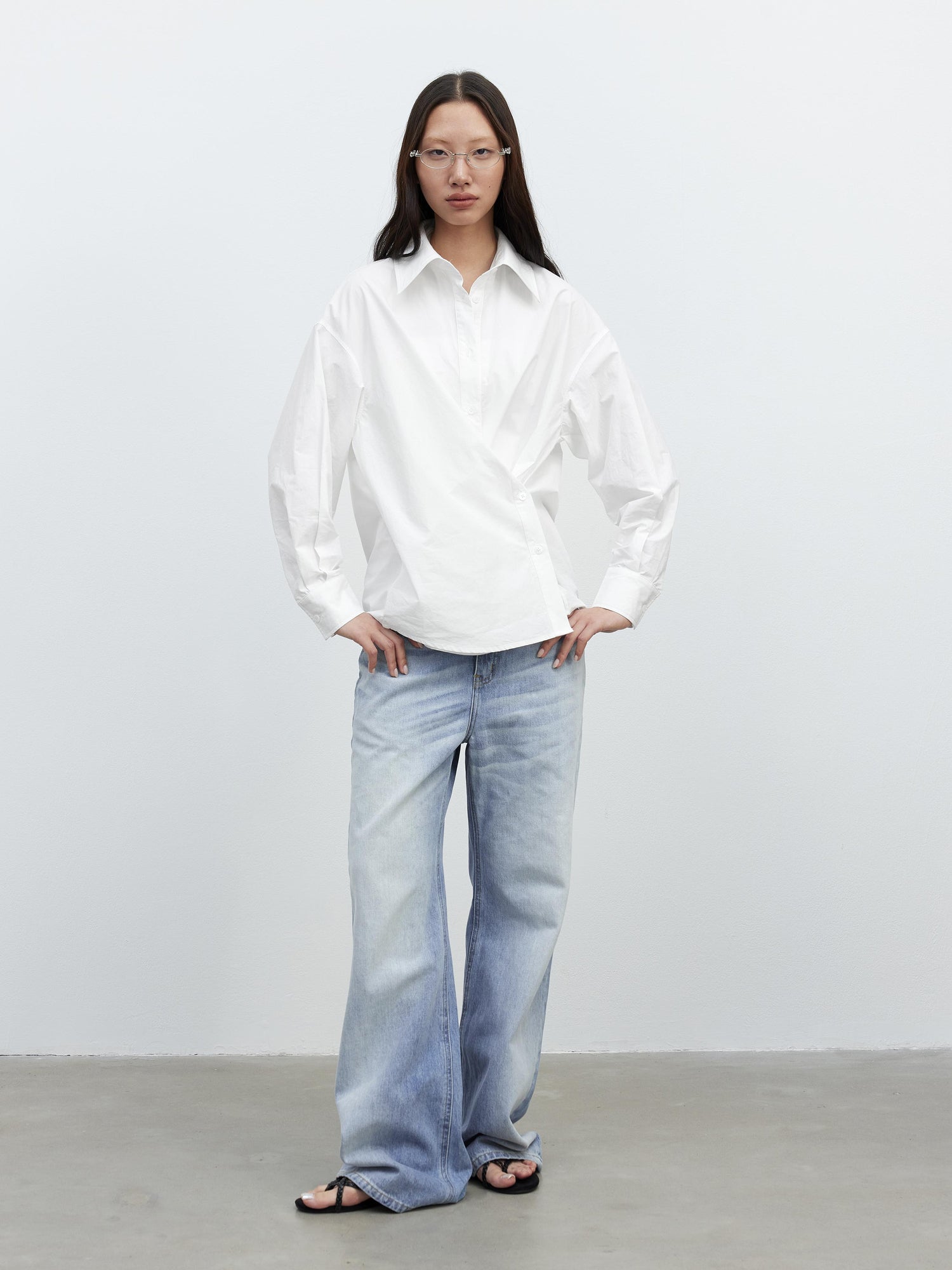 AFTADAWN Deconstructed Multi Way Side Button Shirt