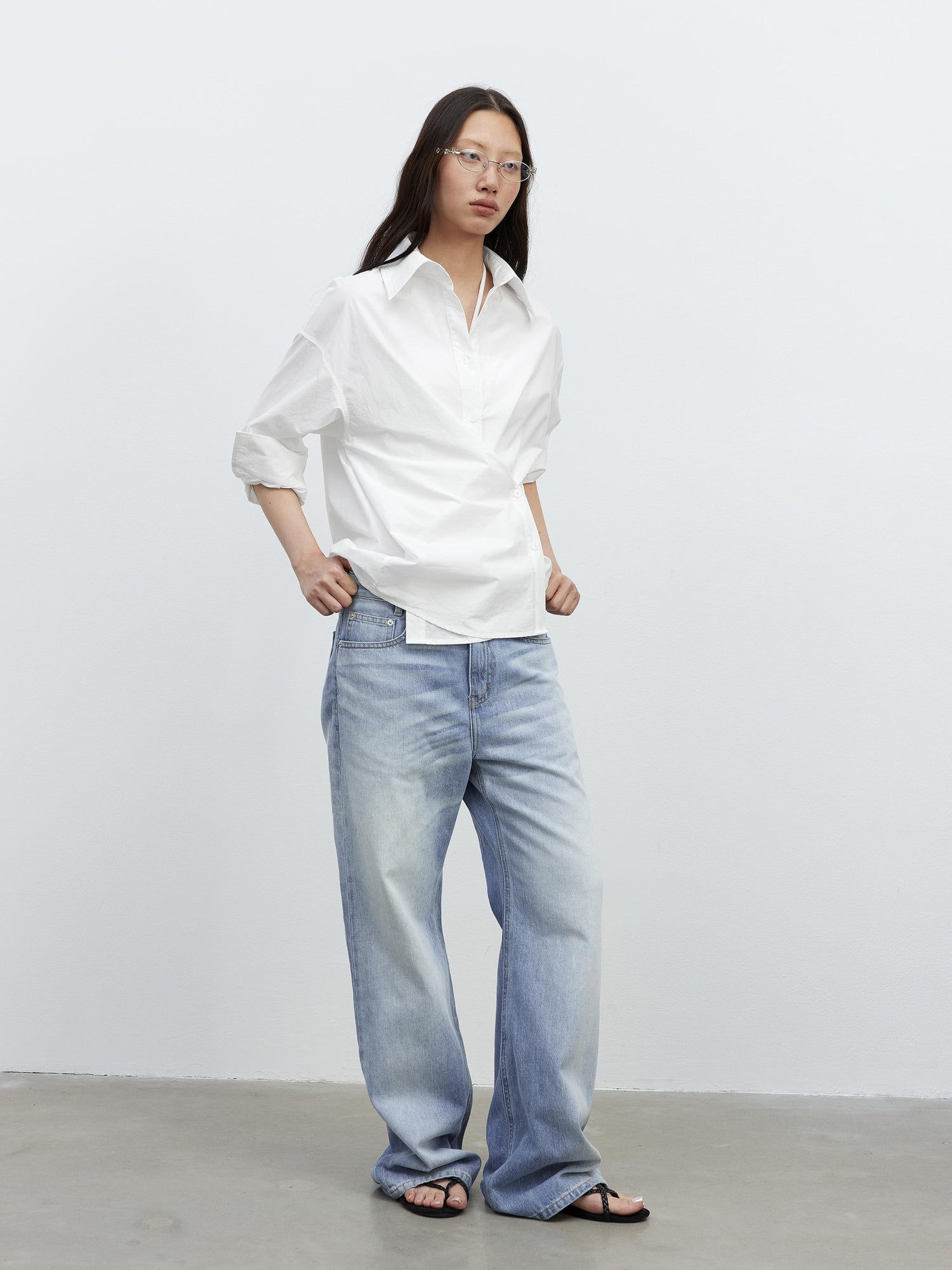 AFTADAWN Deconstructed Multi Way Side Button Shirt