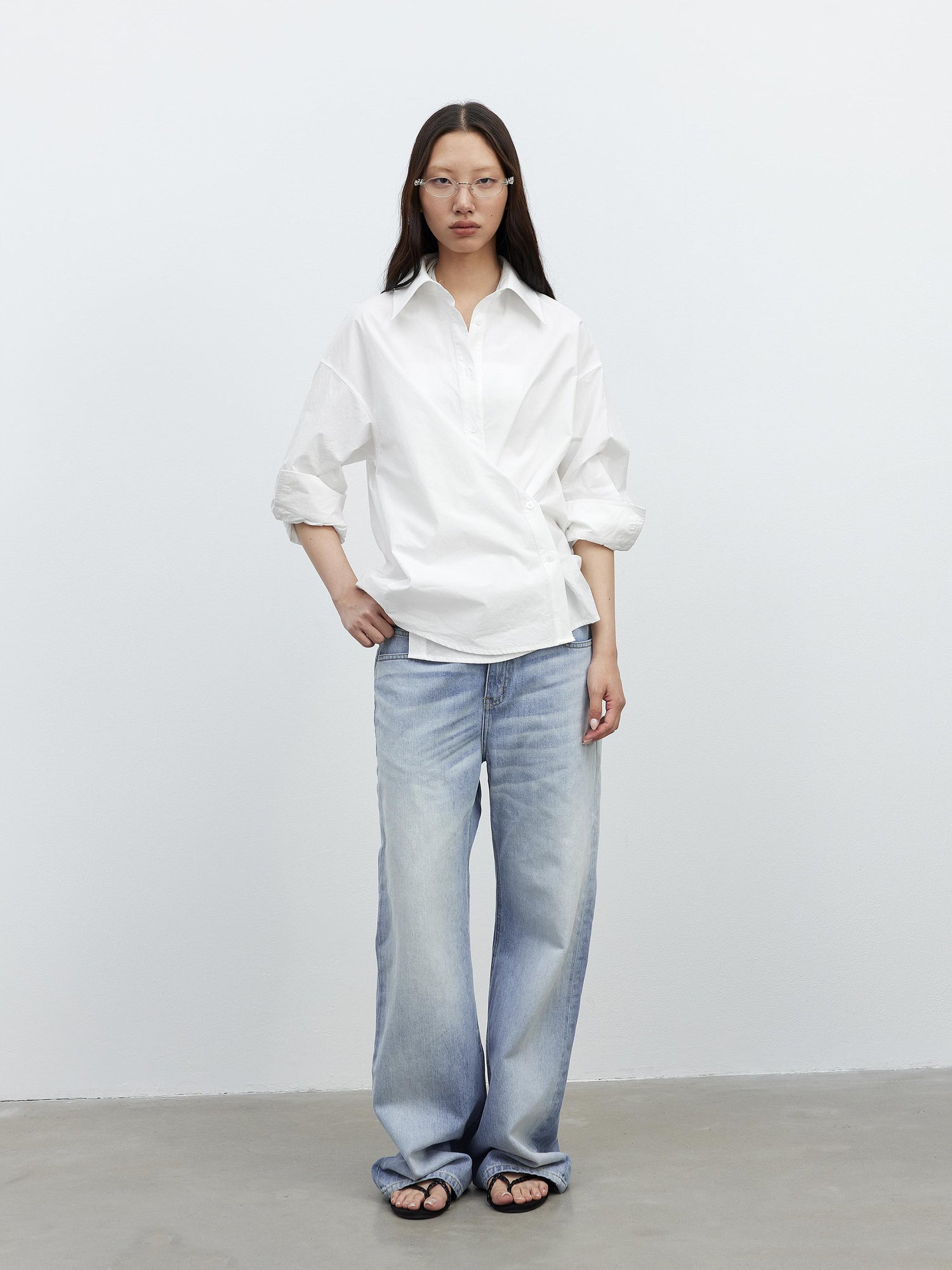 AFTADAWN Deconstructed Multi Way Side Button Shirt