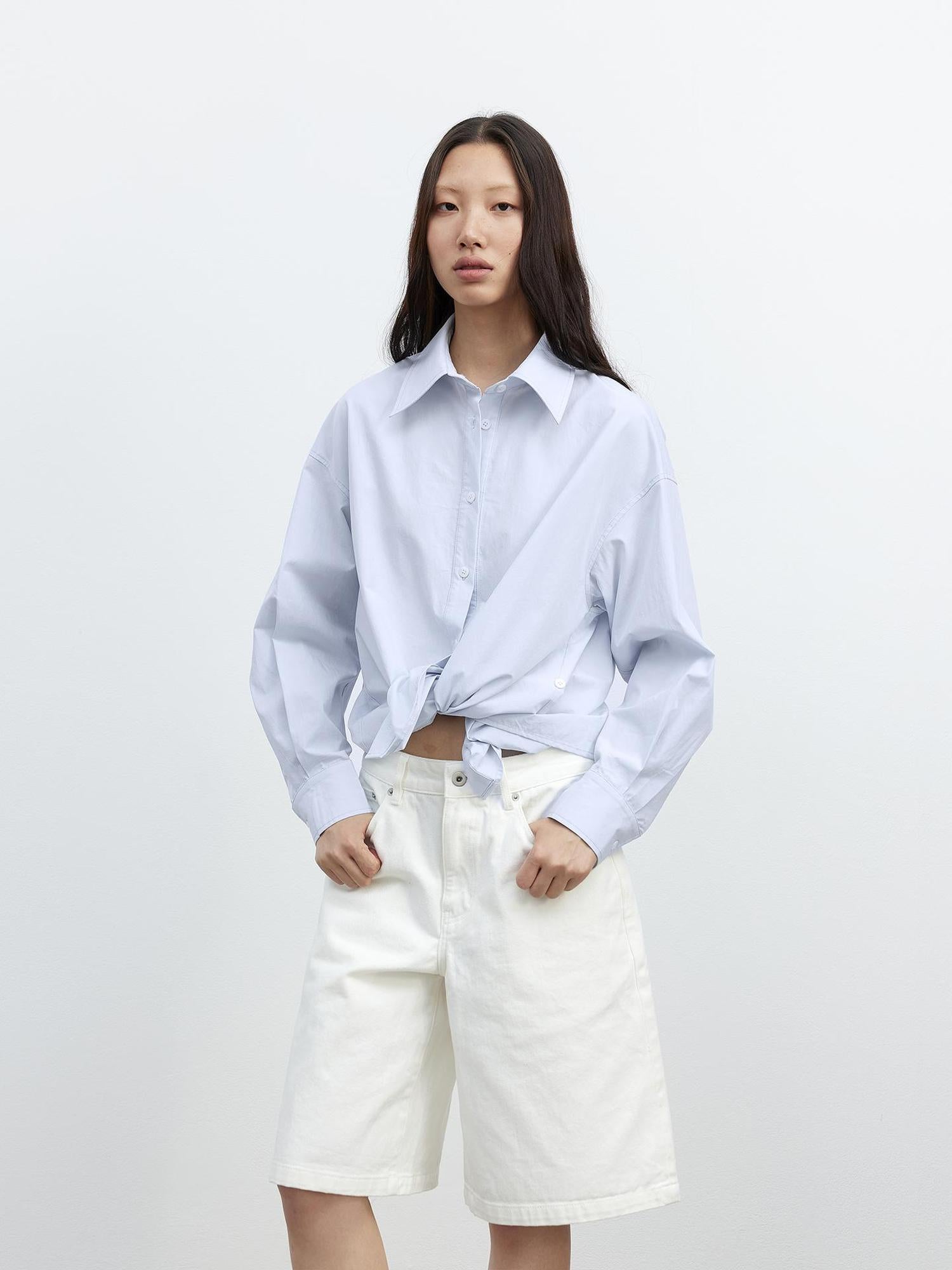 AFTADAWN Deconstructed Multi Way Side Button Shirt