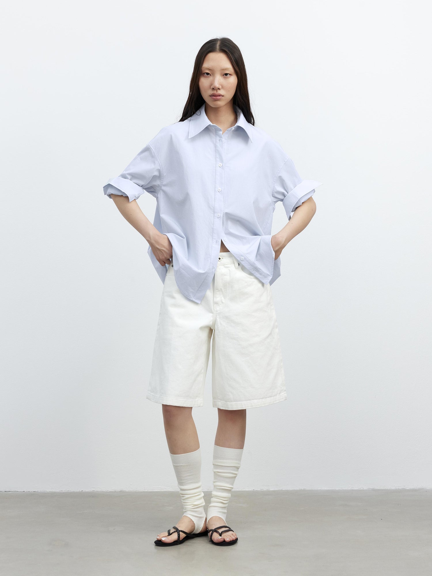 AFTADAWN Deconstructed Multi Way Side Button Shirt