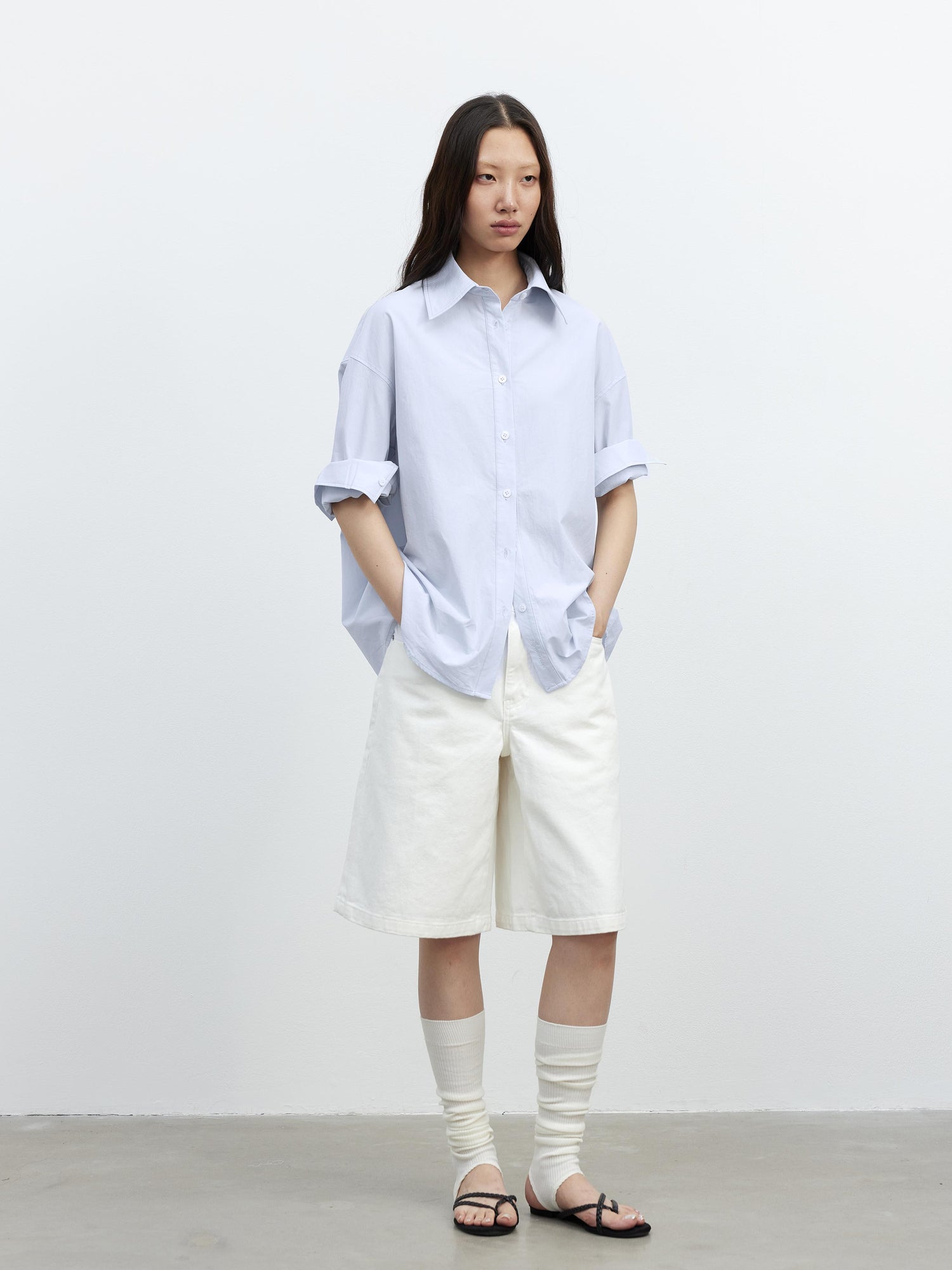 AFTADAWN Deconstructed Multi Way Side Button Shirt