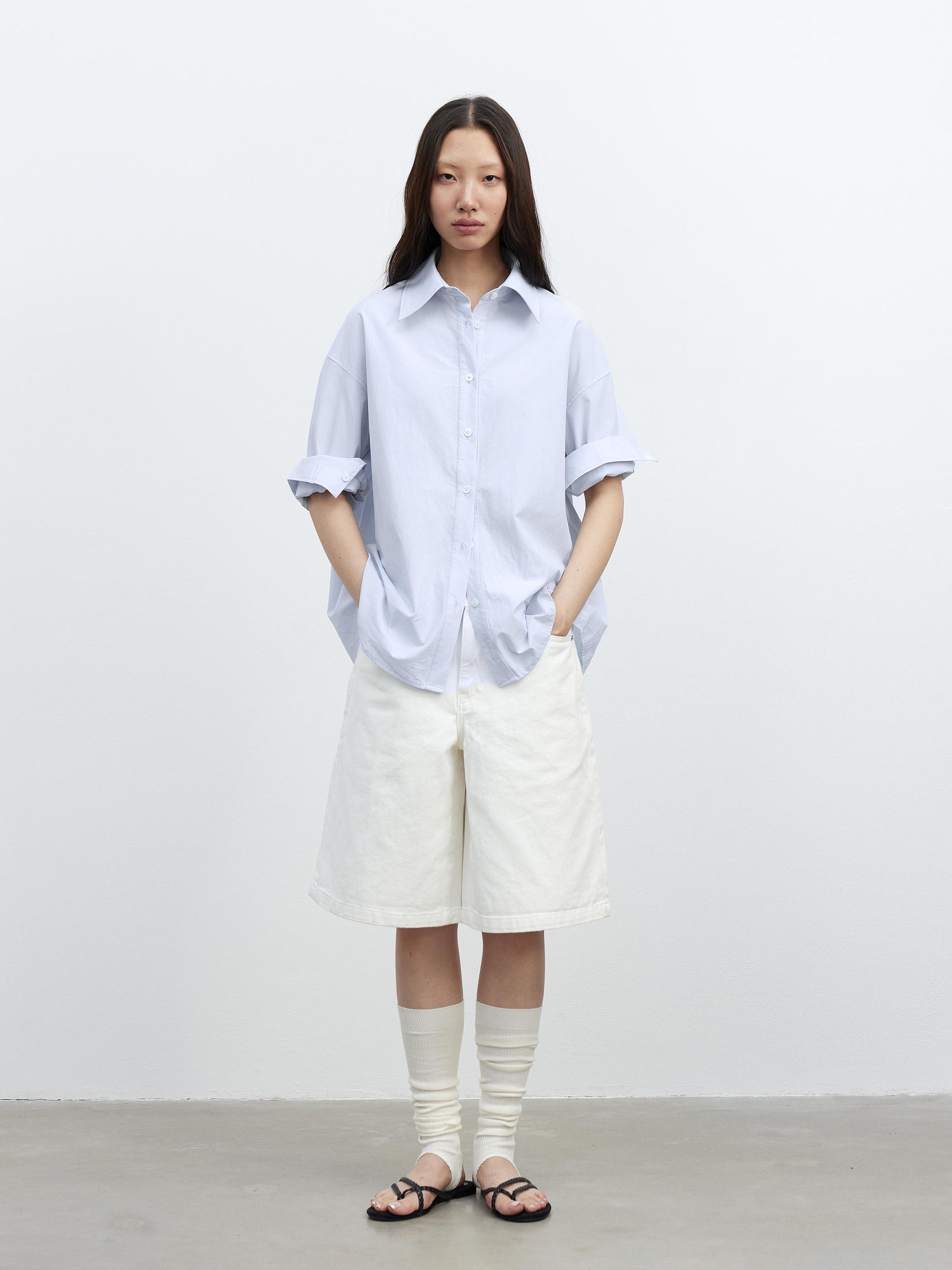 AFTADAWN Deconstructed Multi Way Side Button Shirt