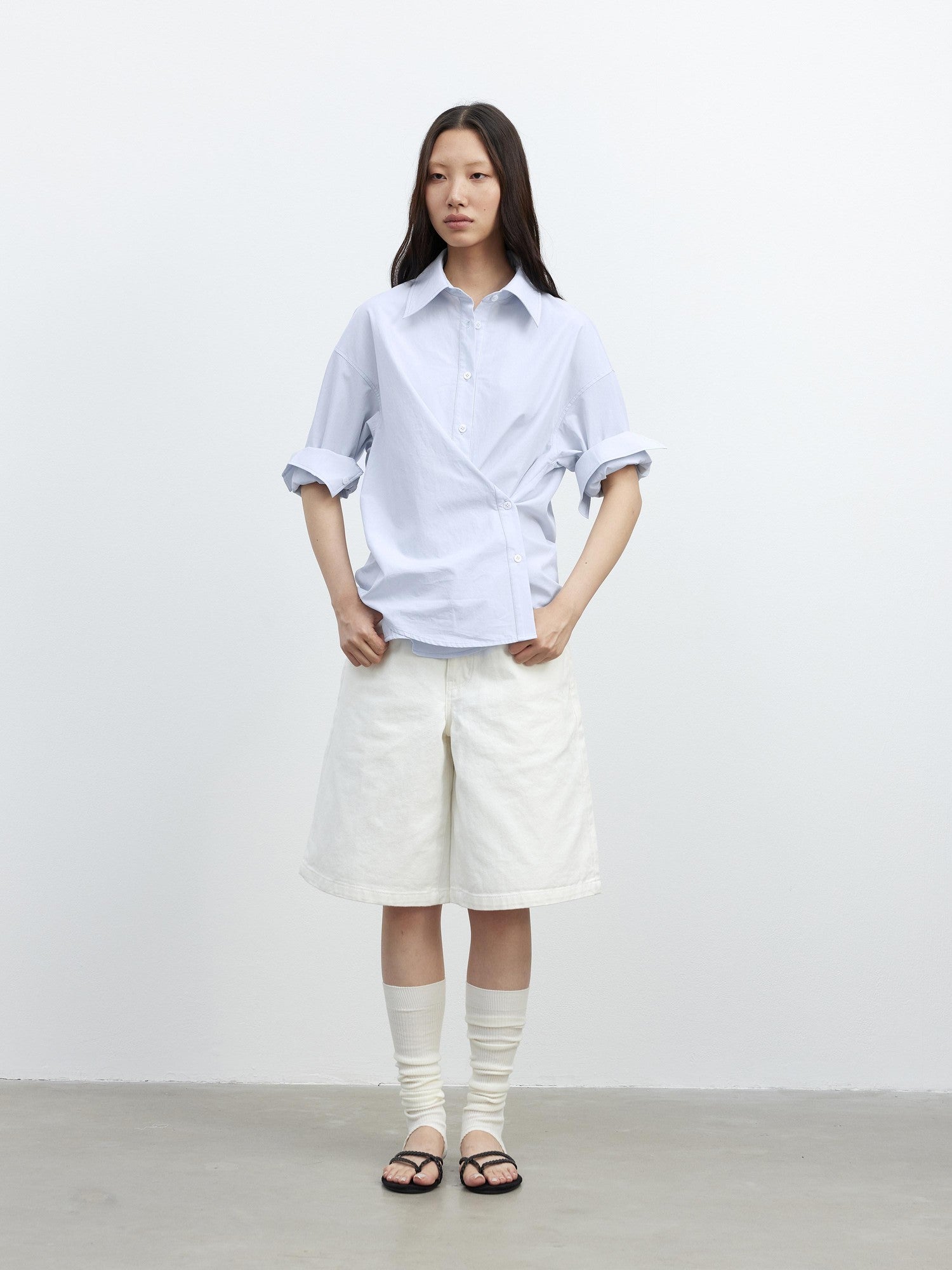 AFTADAWN Deconstructed Polo Collar Side Buckle Multiway Women&