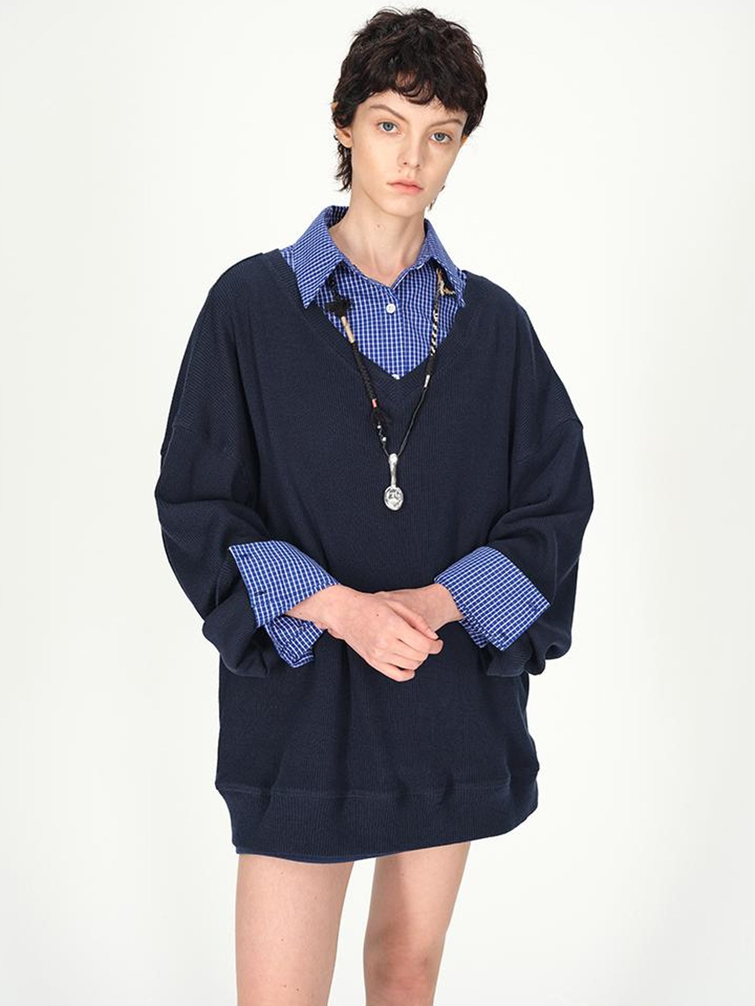 AFTADAWN Deep V-neck Layering Knit Sweater