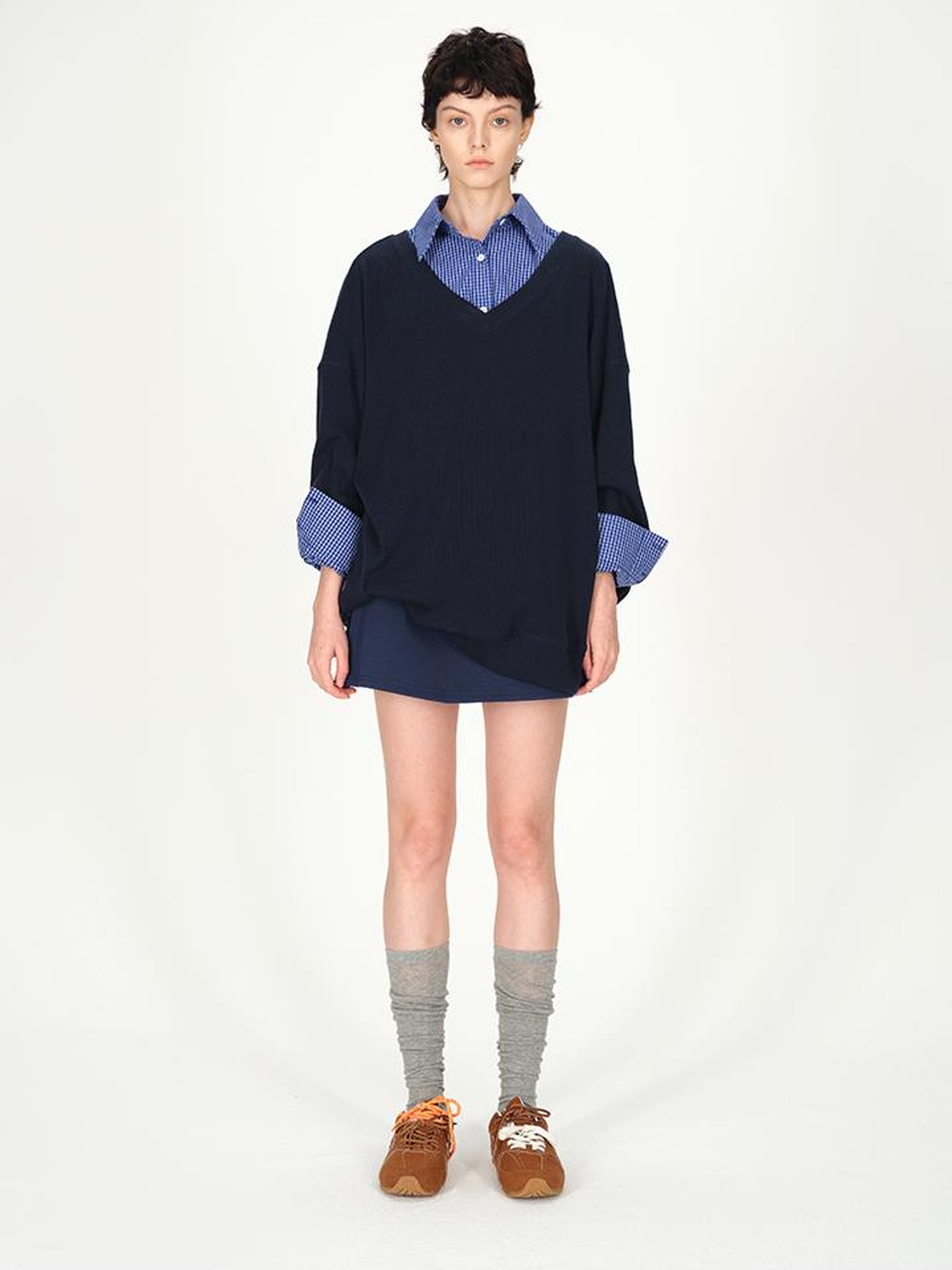 AFTADAWN Deep V-neck Layering Knit Sweater