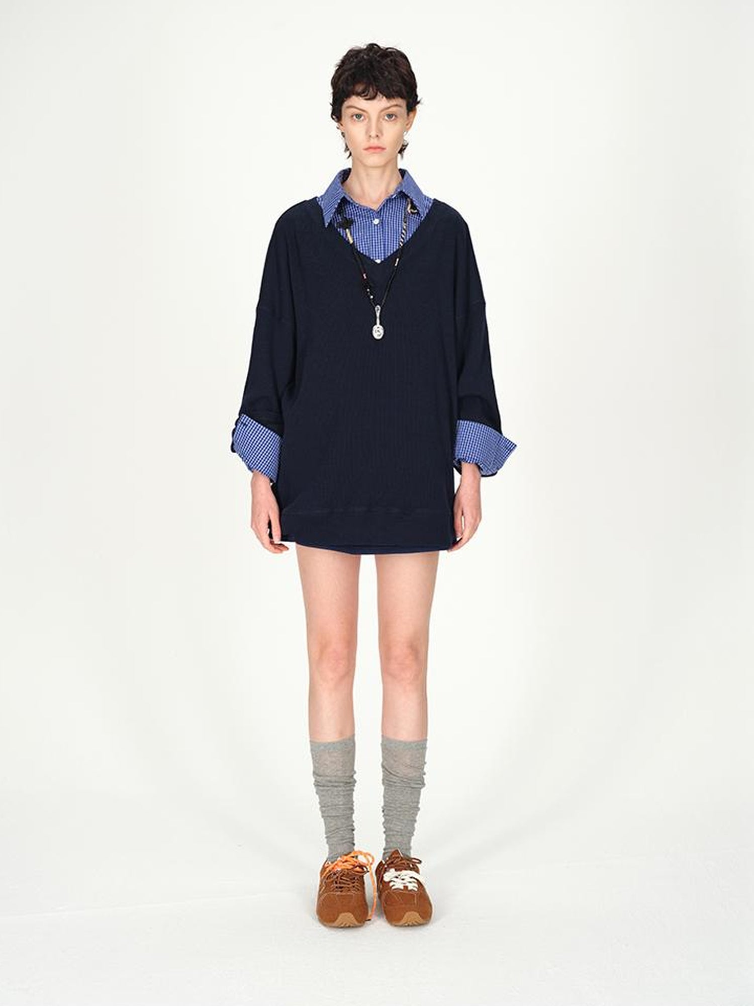 AFTADAWN Deep V-neck Layering Knit Sweater