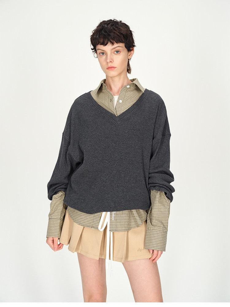 AFTADAWN Deep V Layerable Boxy Women&