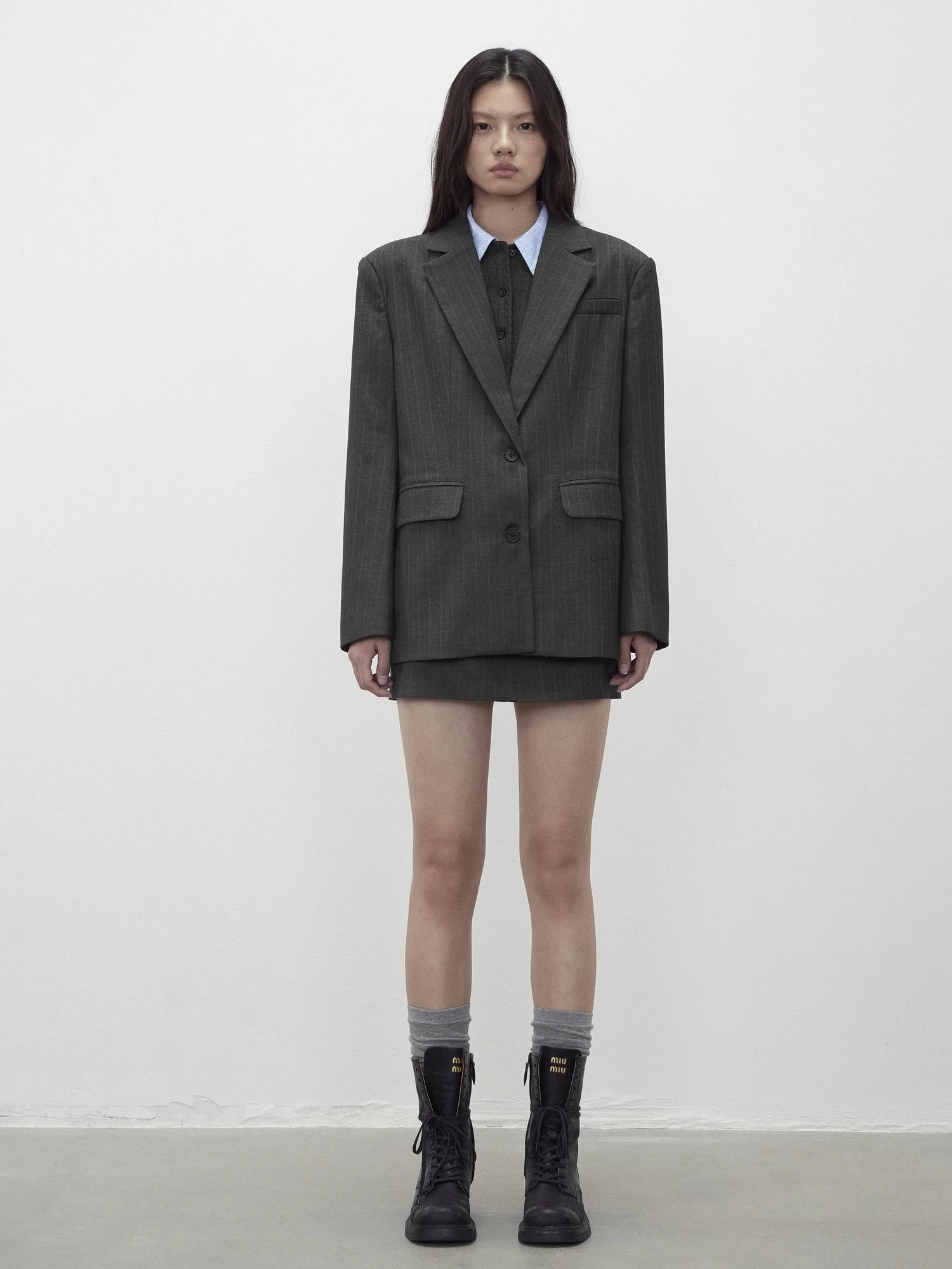 Detachable Collar Wool Blend Textured Long Sleeve Knit Top