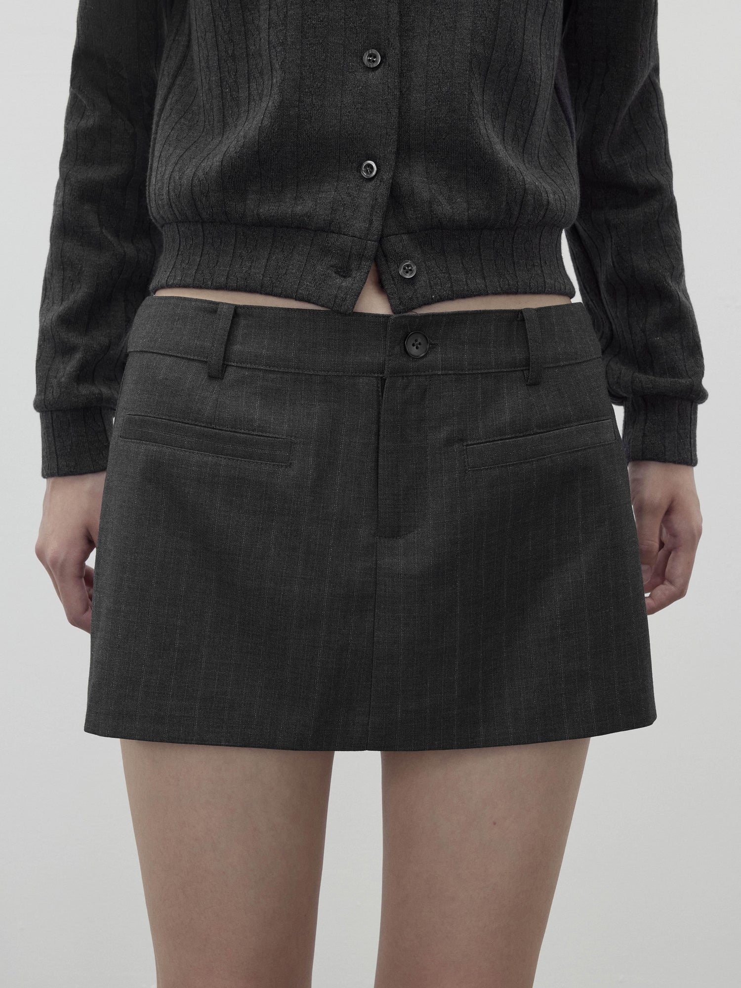 AFTADAWN Detachable Collar Wool Blend Textured Long Sleeve Knit Top