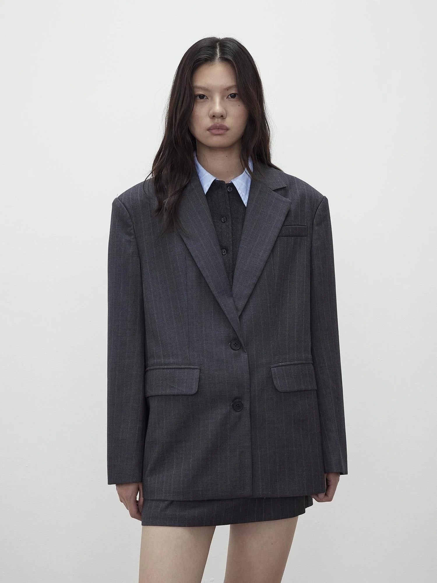 Detachable Collar Wool Blend Textured Long Sleeve Knit Top