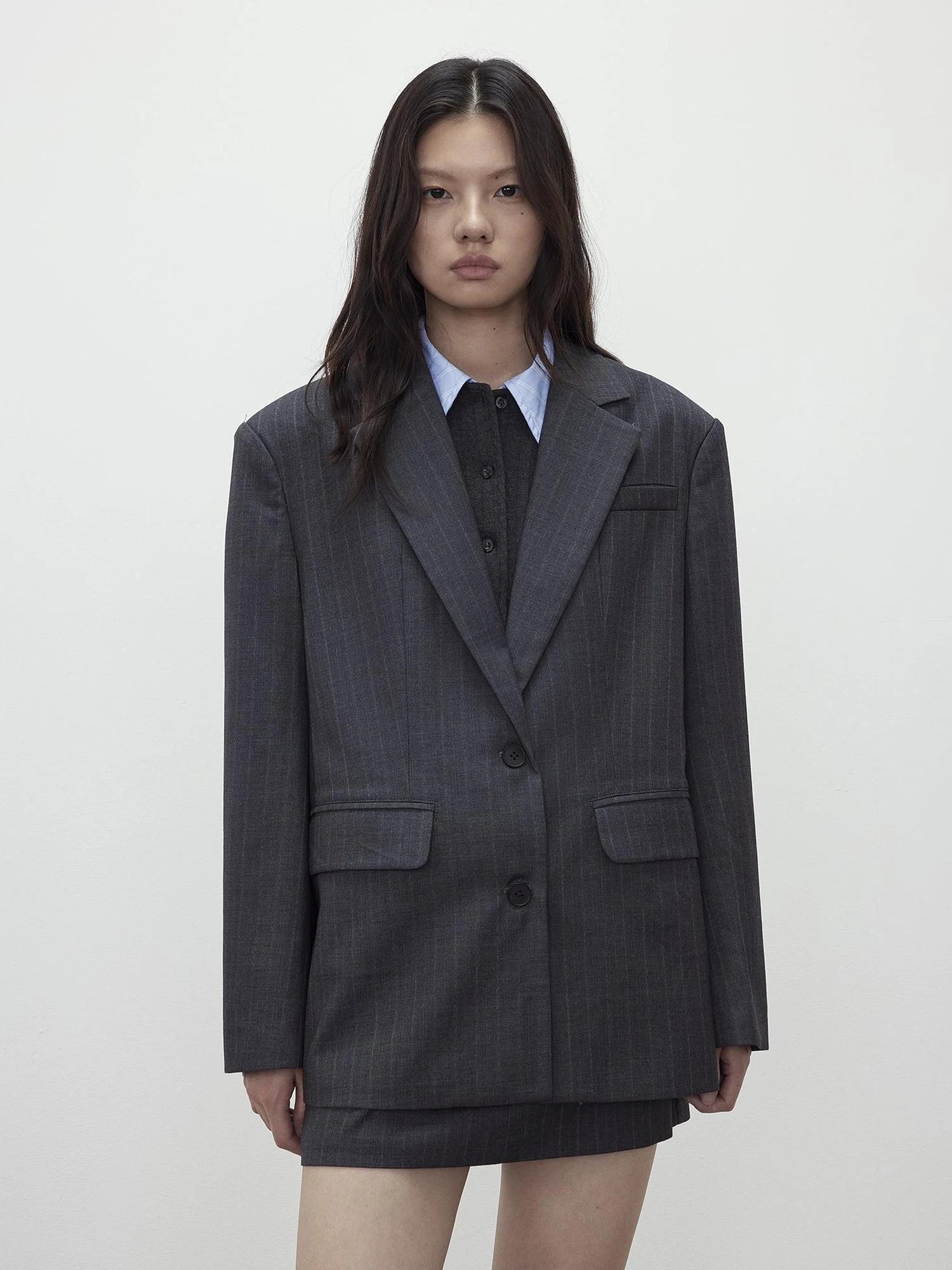 Detachable Collar Wool Blend Textured Long Sleeve Knit Top