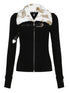 Detachable Faux Fur Collar Dual Zip Knit Top