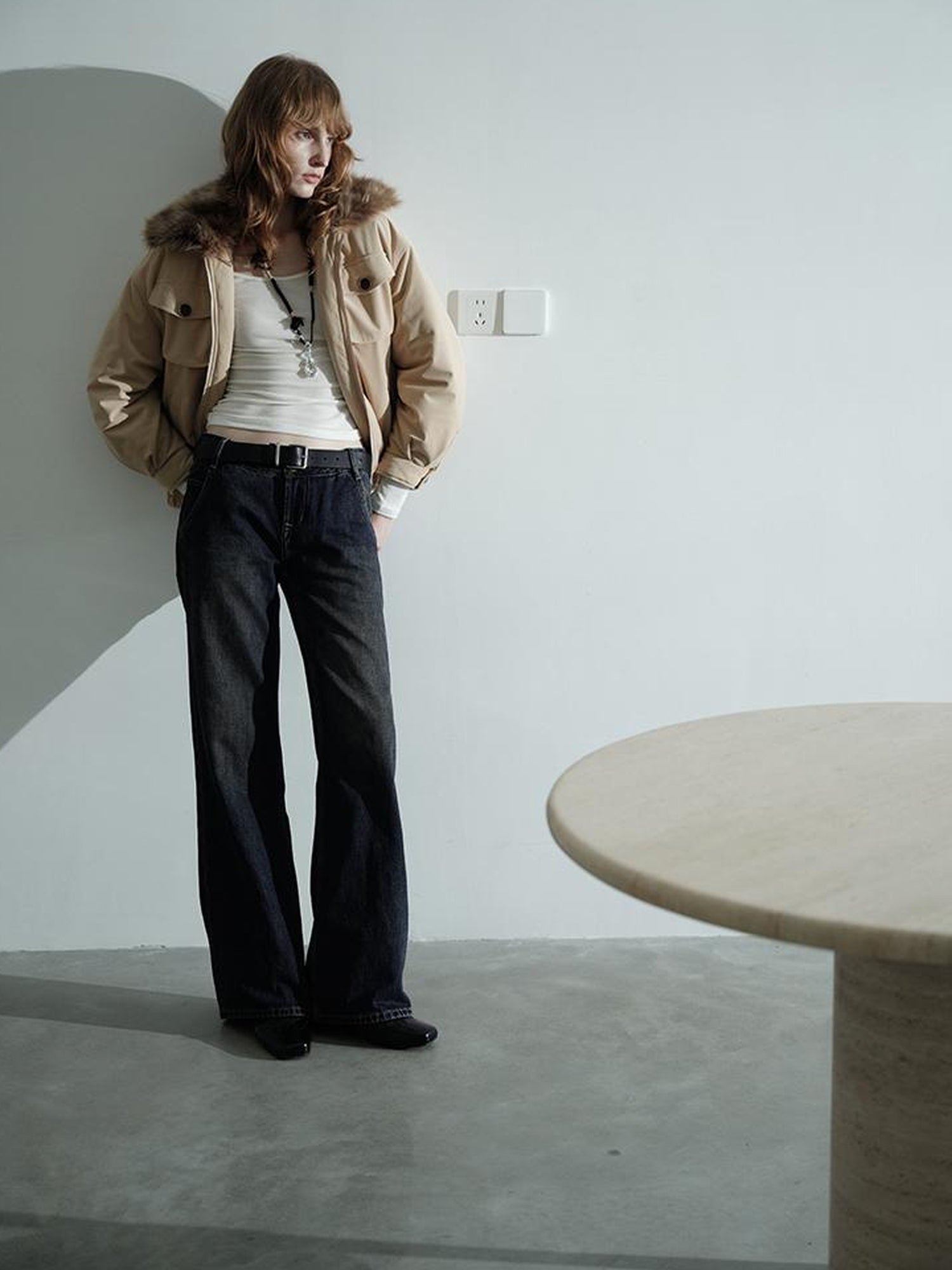 AFTADAWN Detachable Fur Collar Dual Wear Parka with Quilted Insulation