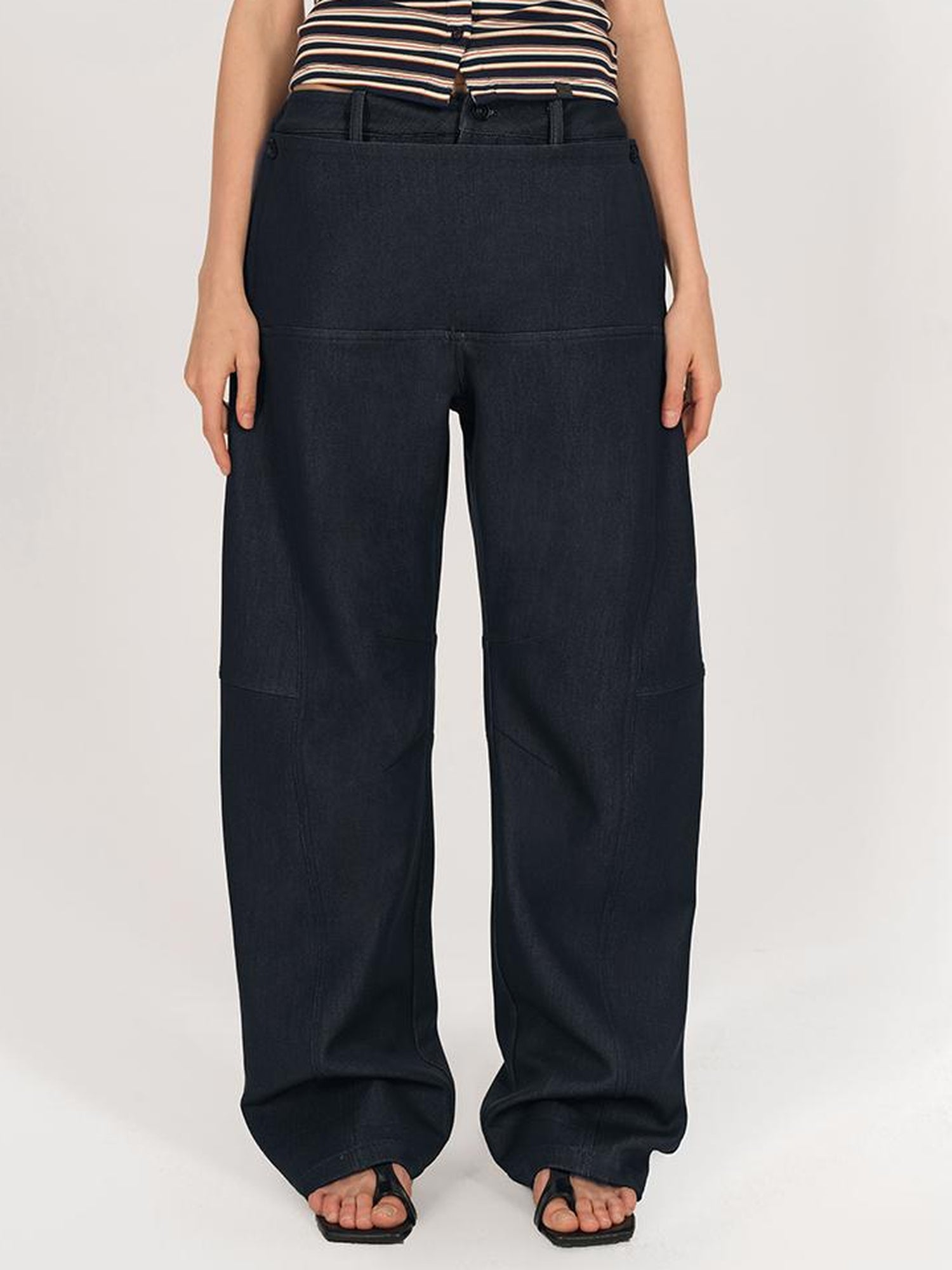 AFTADAWN Detachable Split Flap Wide Leg Trousers with Asymmetrical Draping