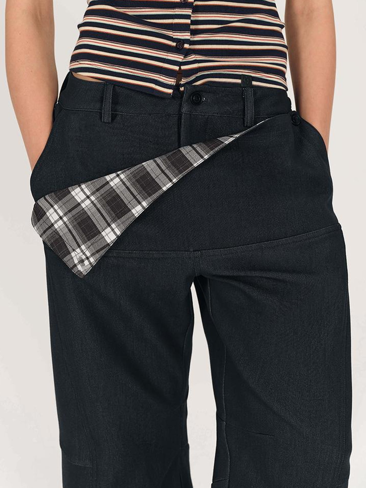 AFTADAWN Detachable Split Flap Wide Leg Trousers with Asymmetrical Draping